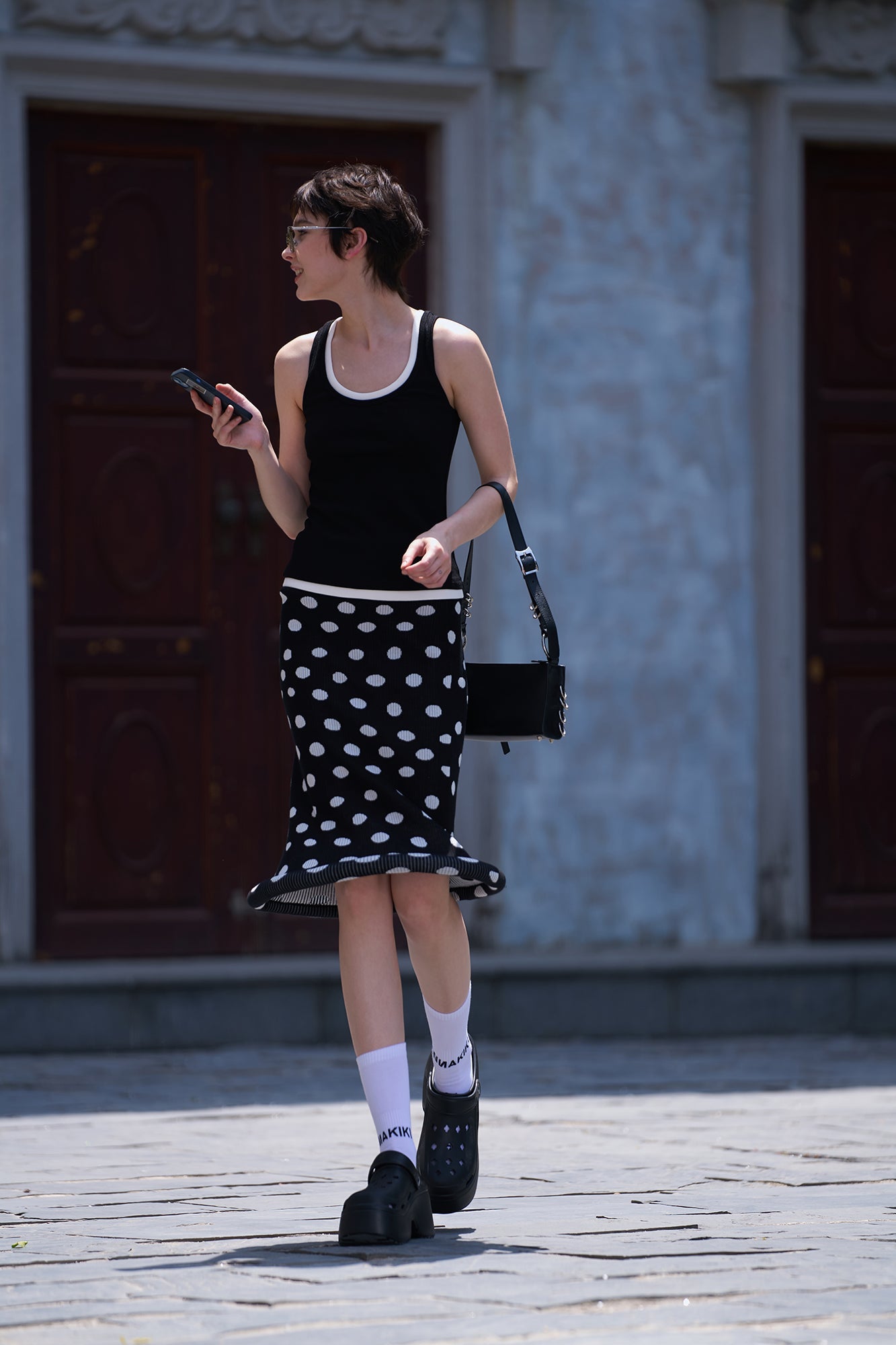 Rib knit contrast tank top