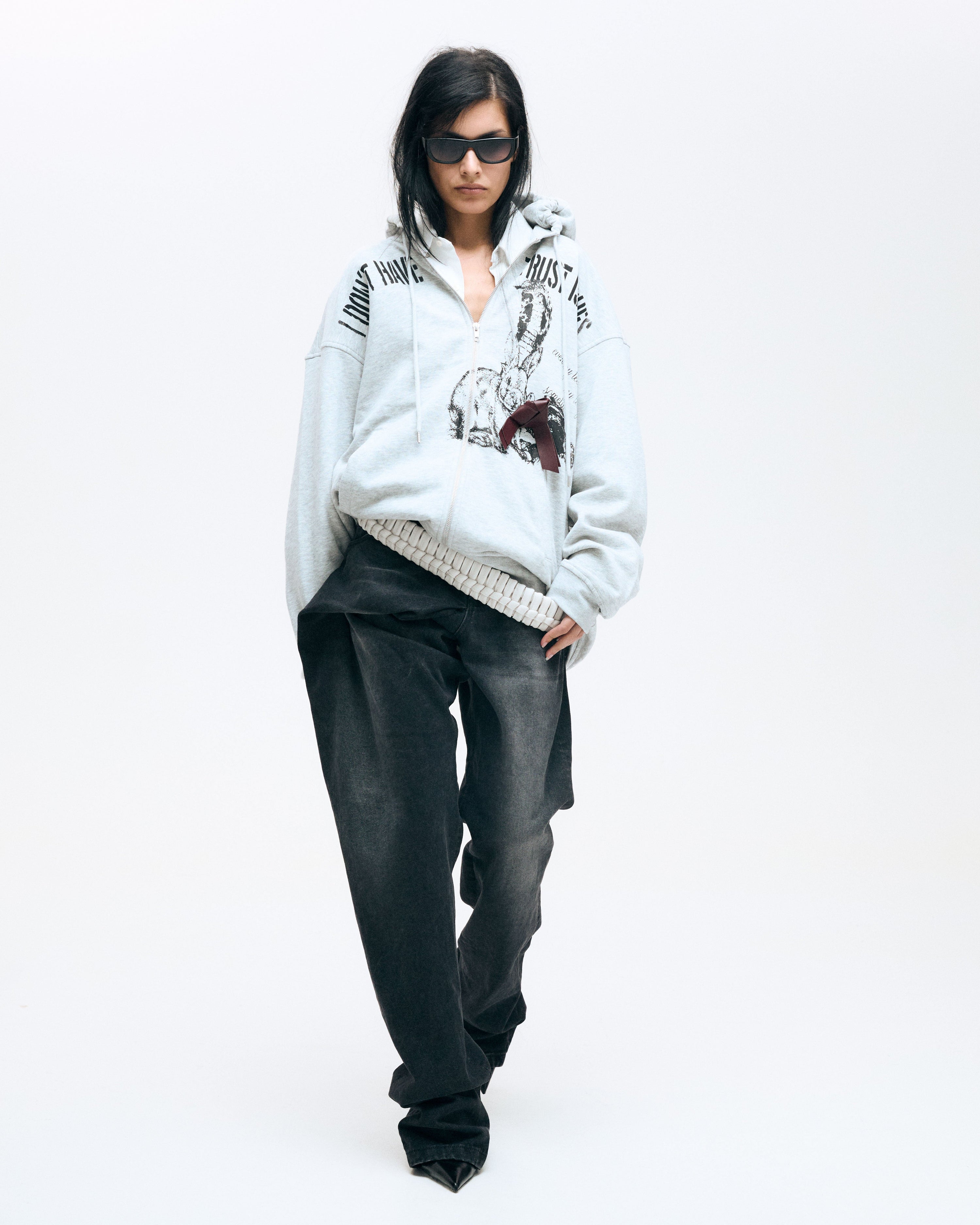Bunny zip up hoodie grey