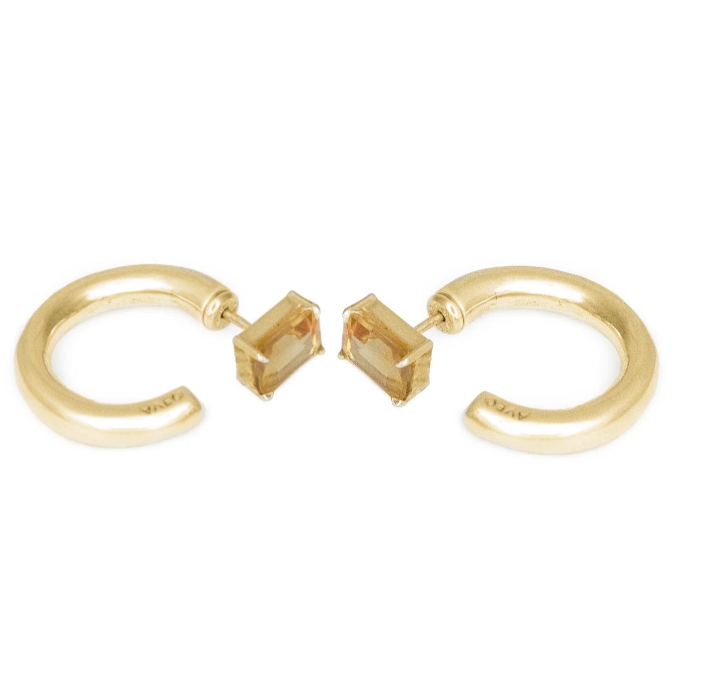 Hoop & lemon quartz stud