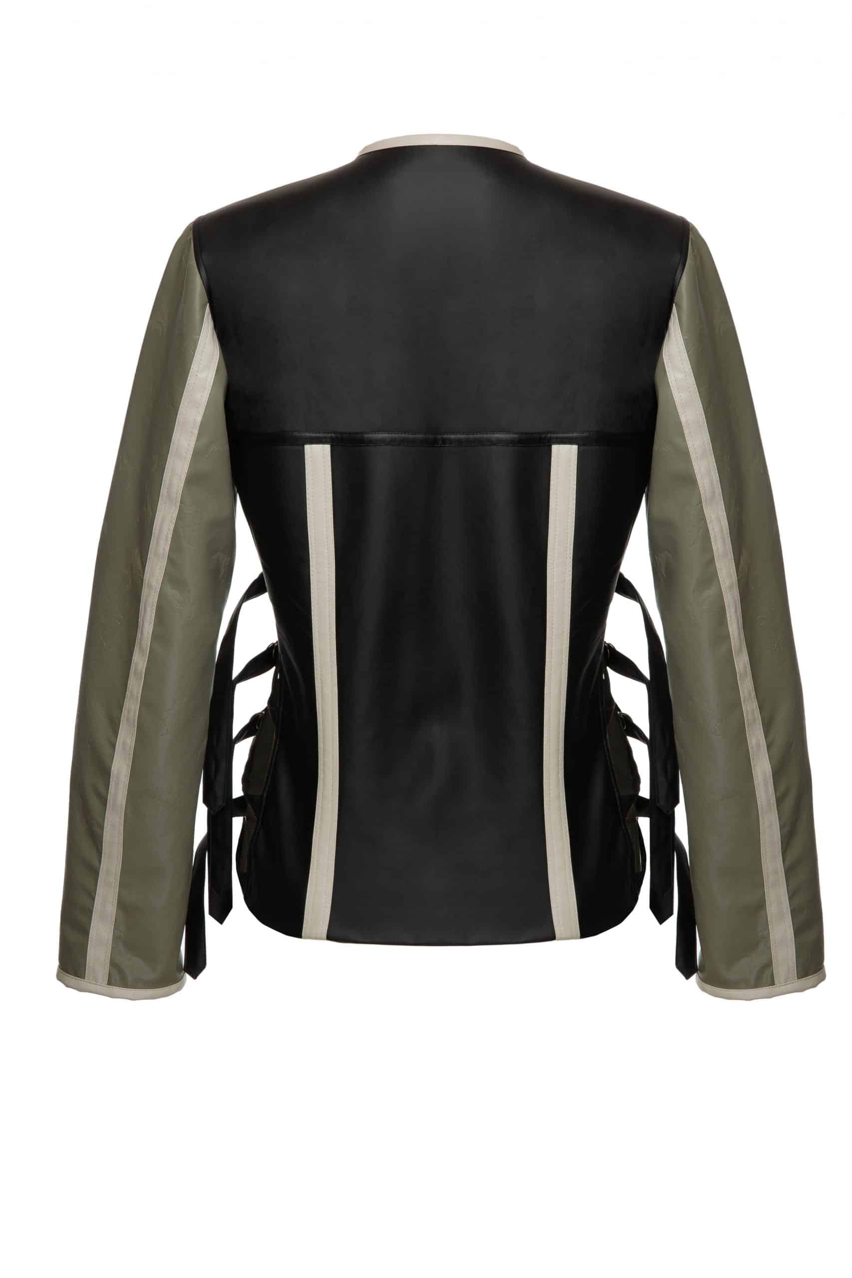 Contrast leather jacket