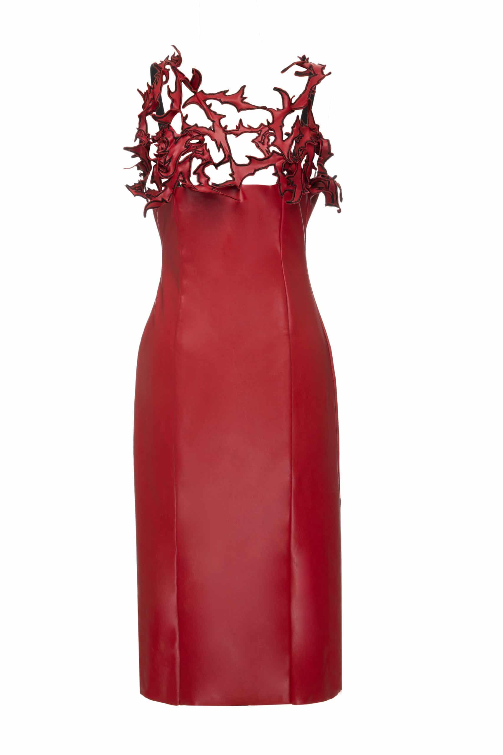 Red embroidery s dress