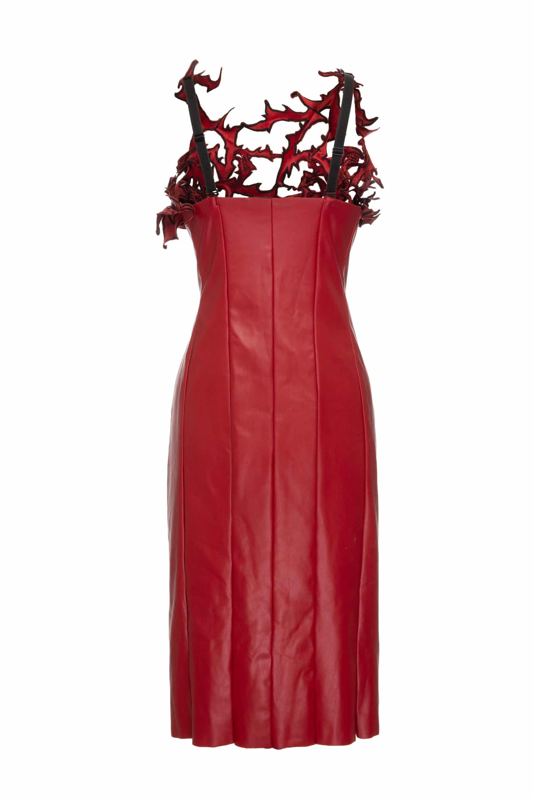 Red embroidery s dress