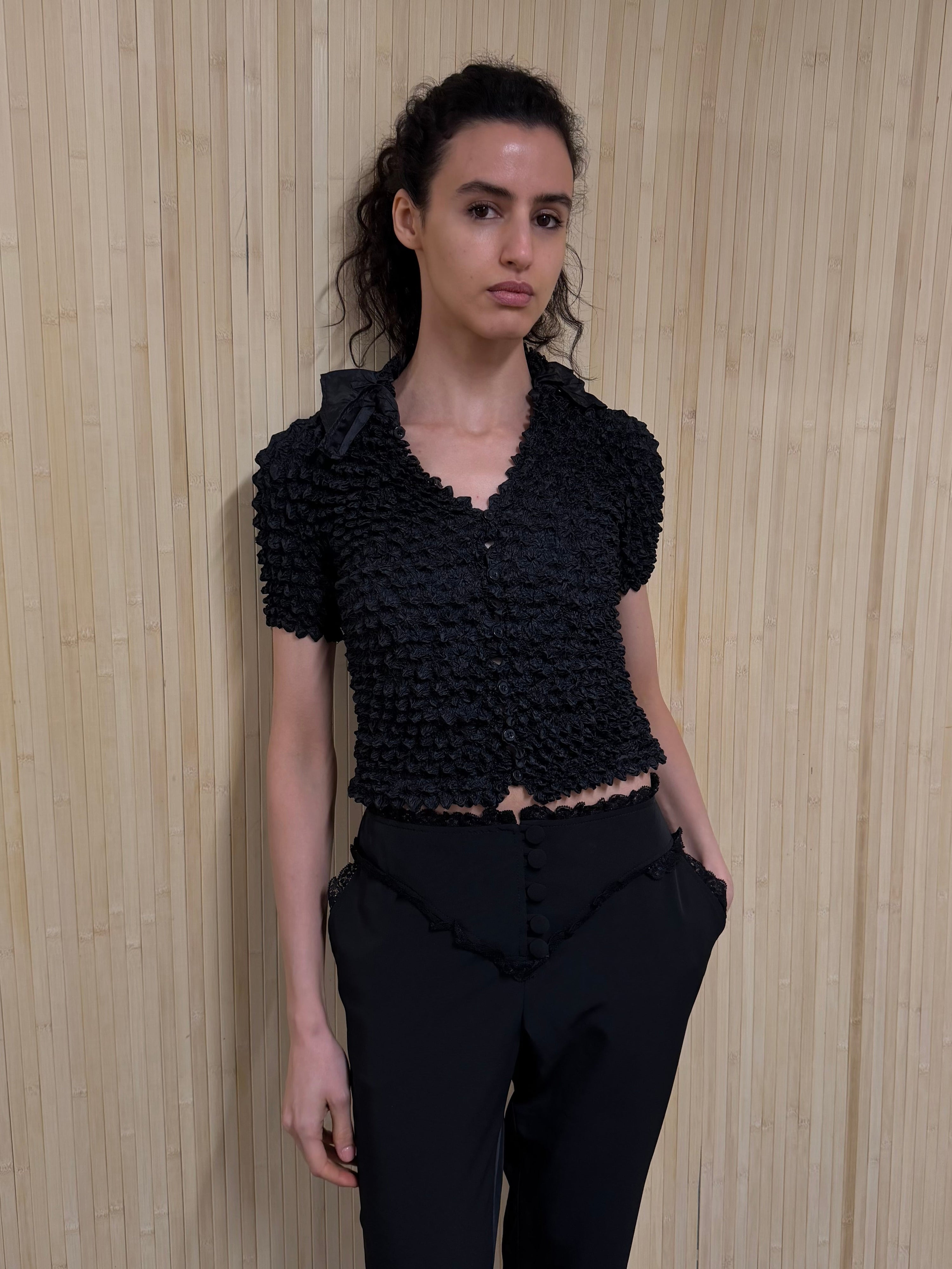 Popcorn black polo top