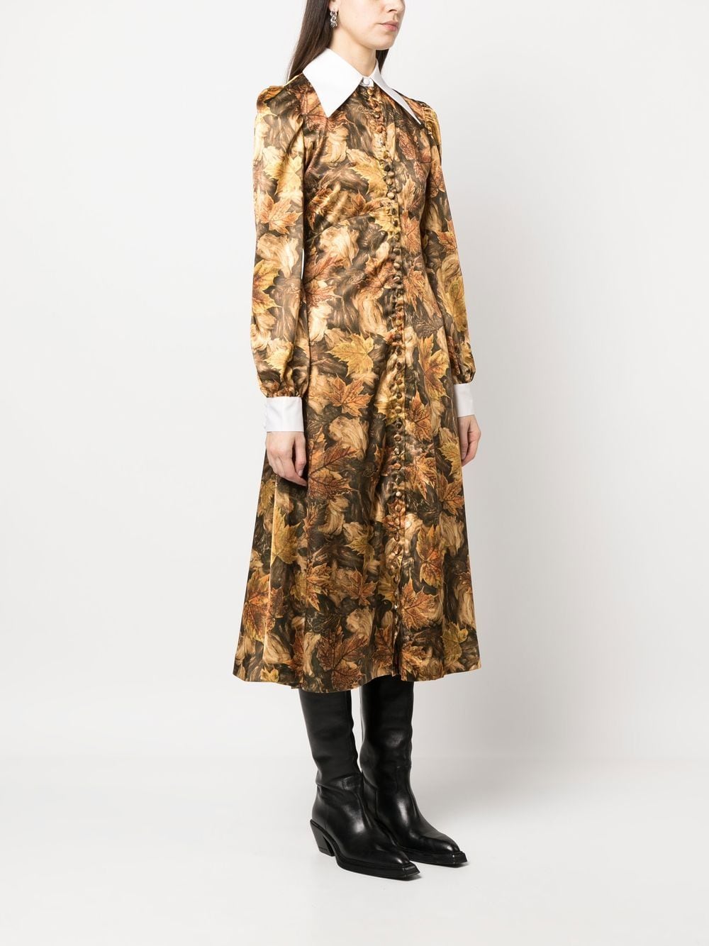 Womens printed satin dress woven