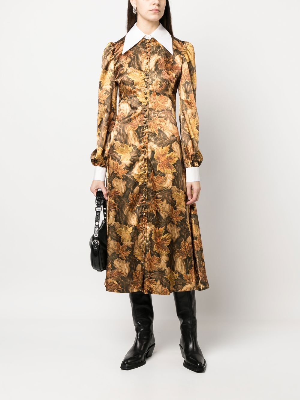 Womens printed satin dress woven