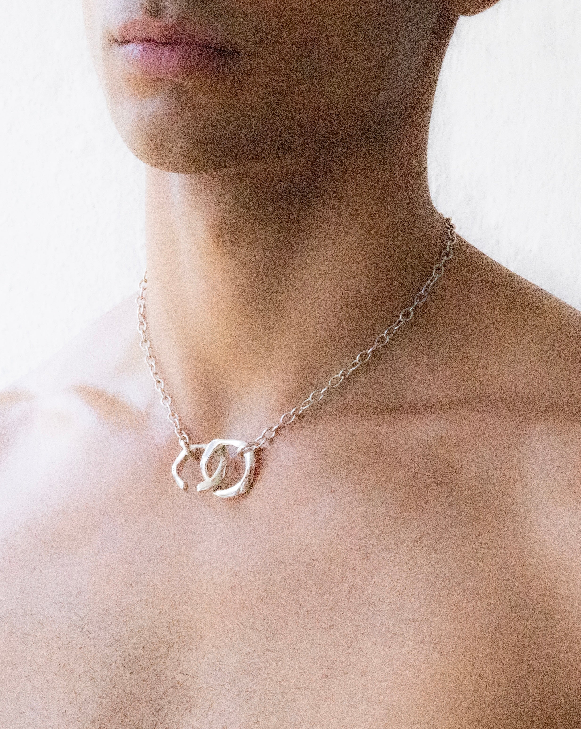 Molten necklace ring & ear-cuff