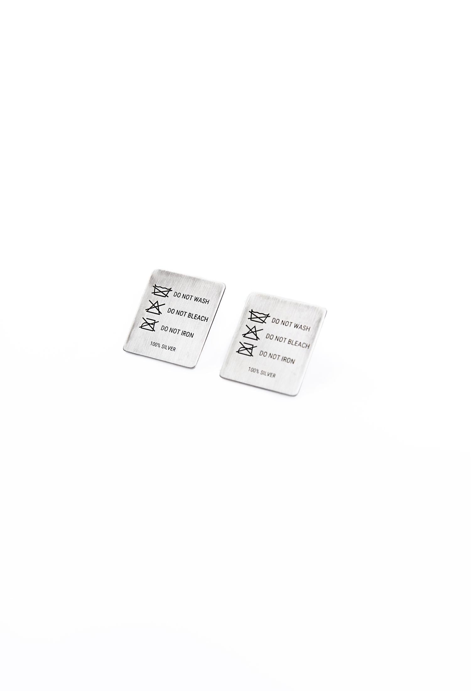 Laundry tag earrings