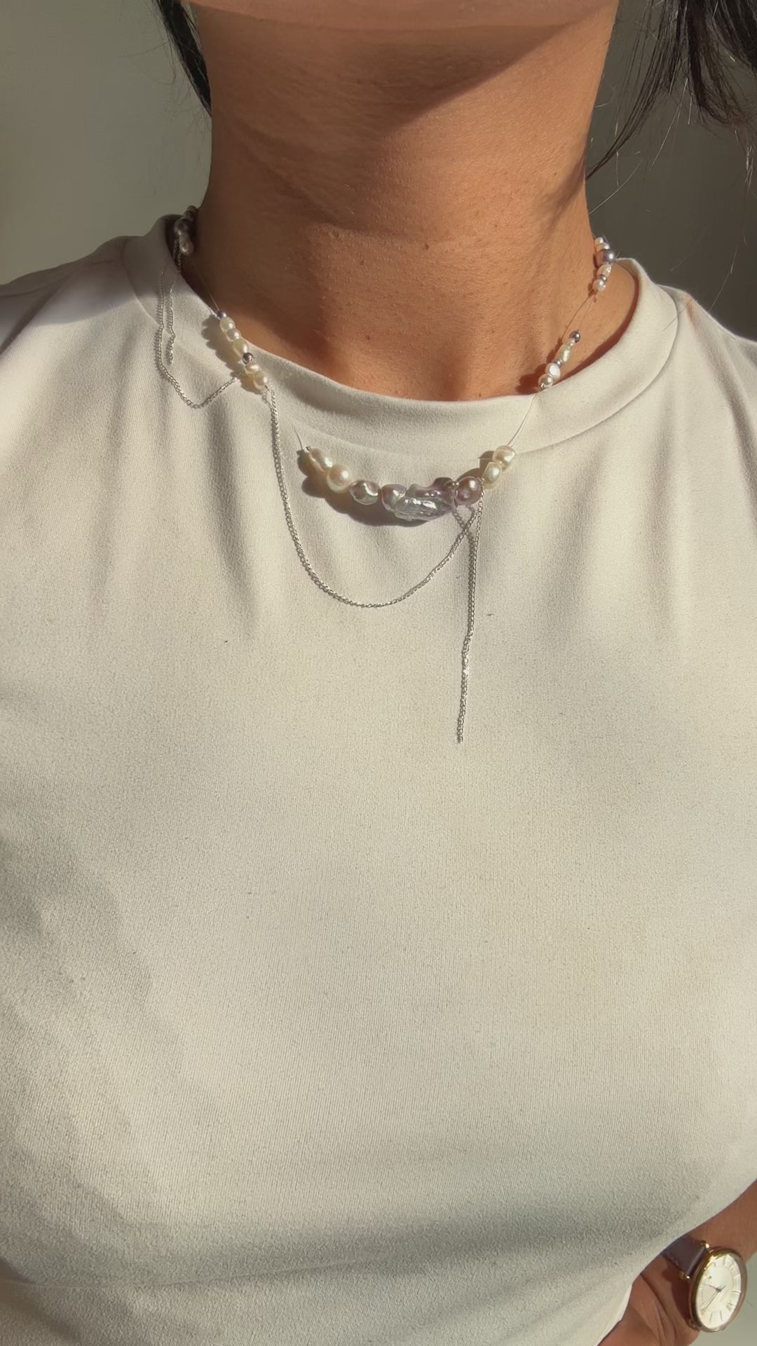 Flashing lights necklace - purple/silver