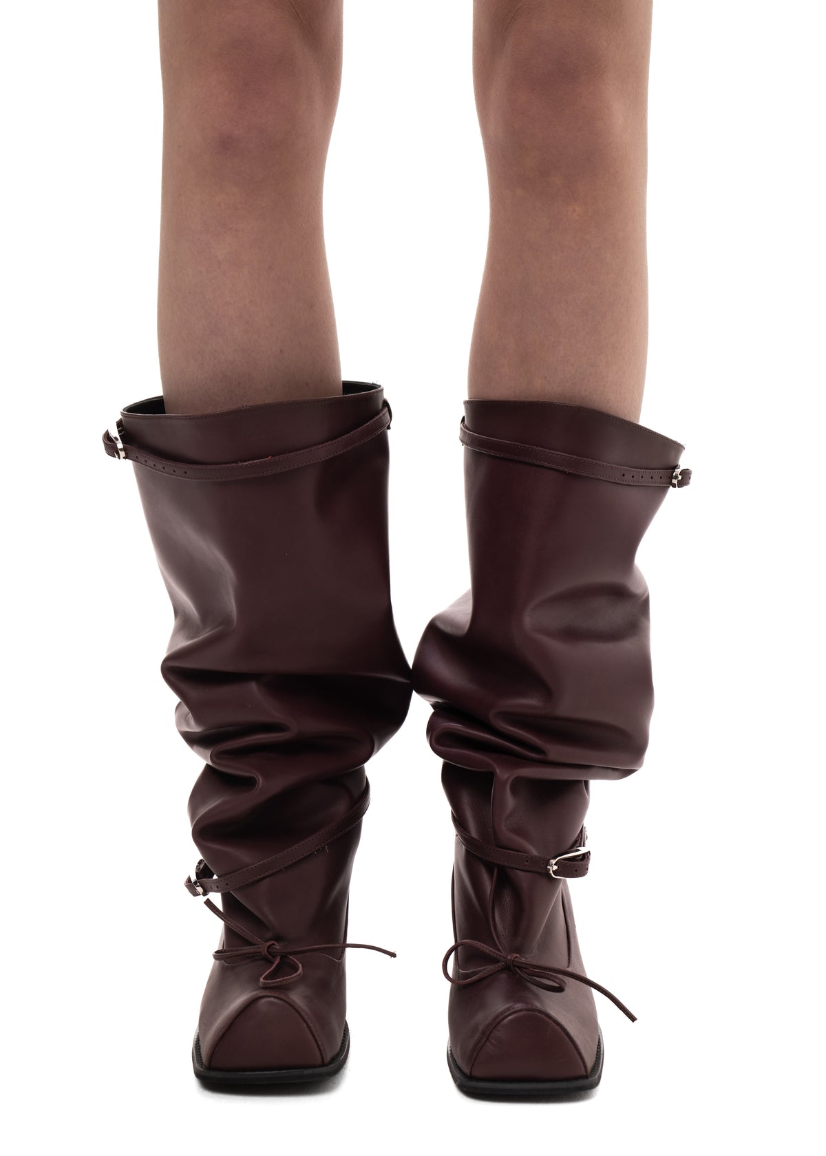Hofa knee high buckle boots bordeaux