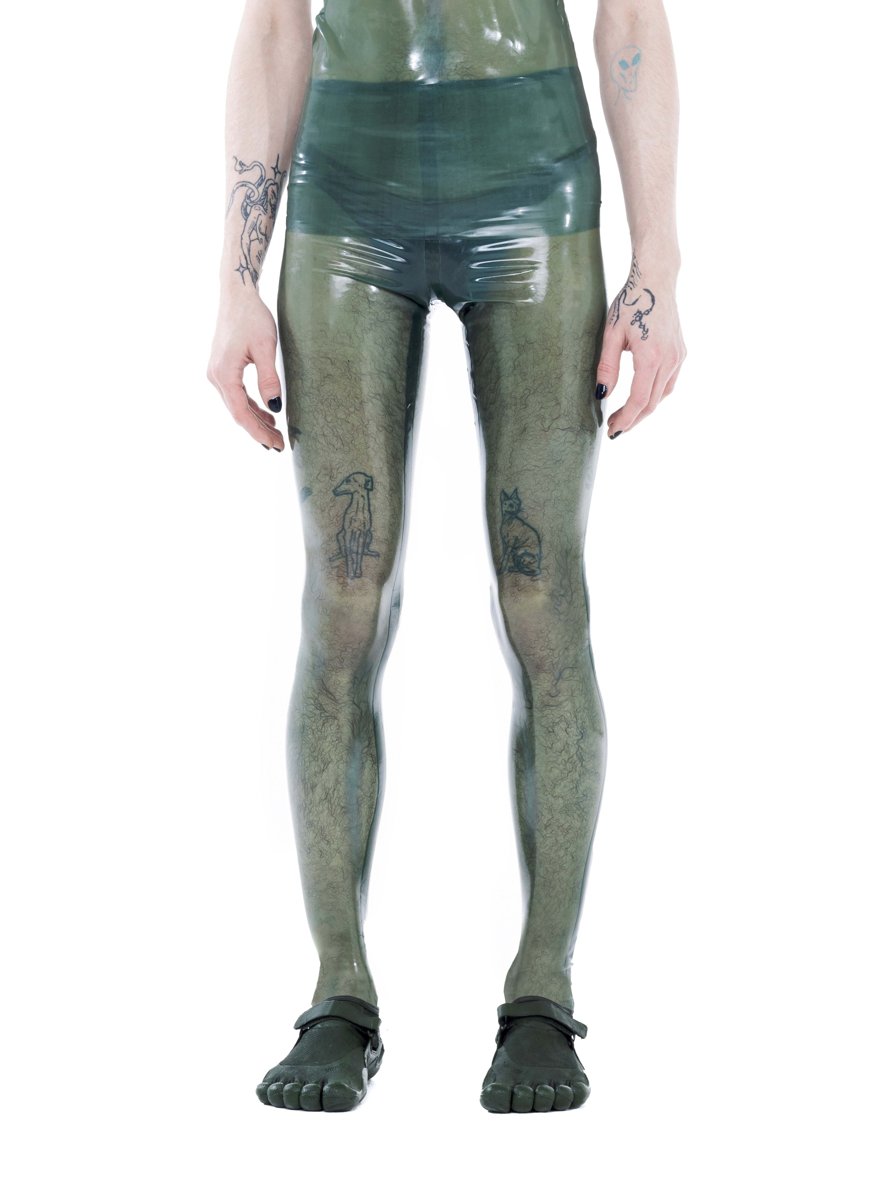 Essential latex tights | olive | sheer