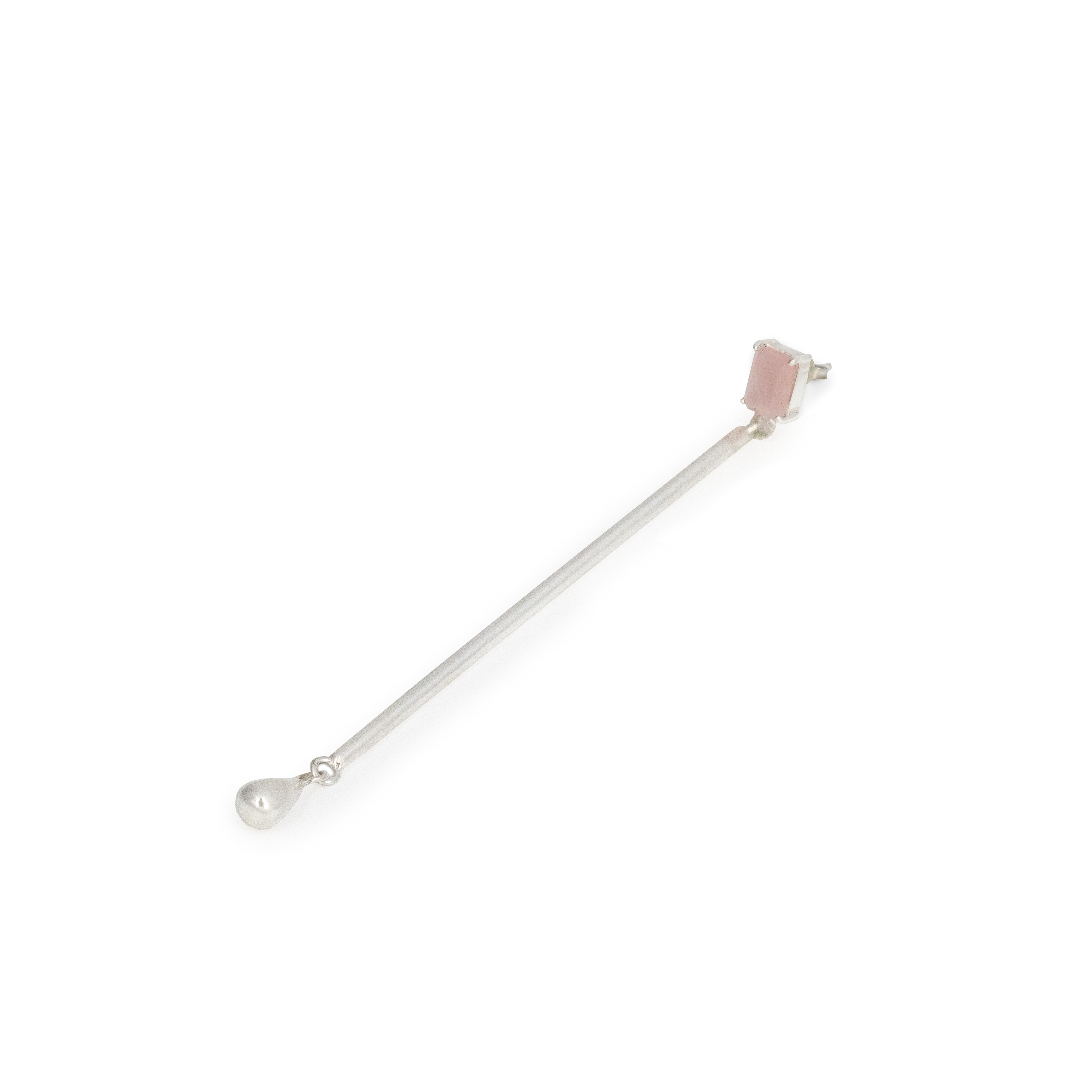 Bar & drop pink quartz stud