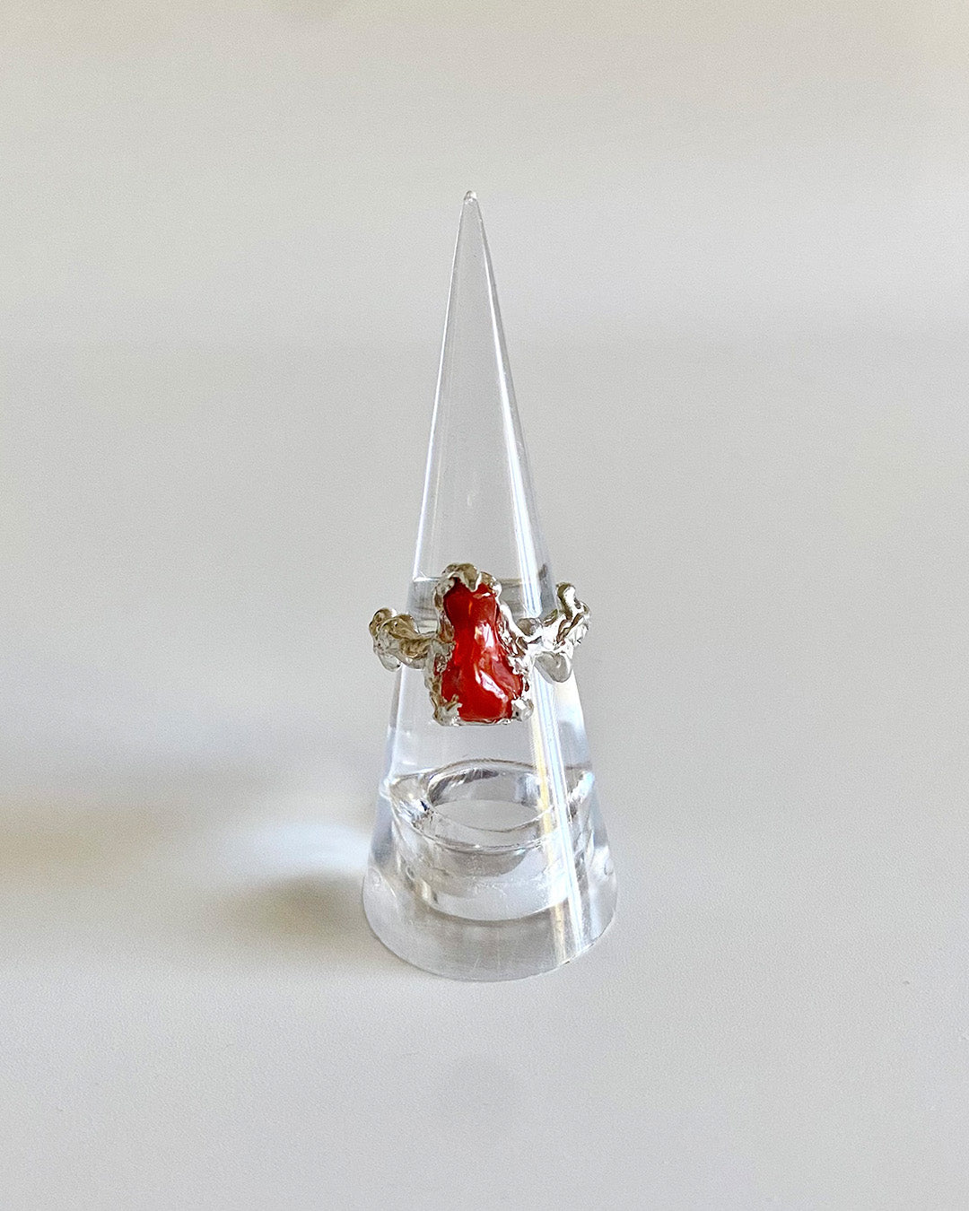Ignite ring - mexican opal - orange/silver