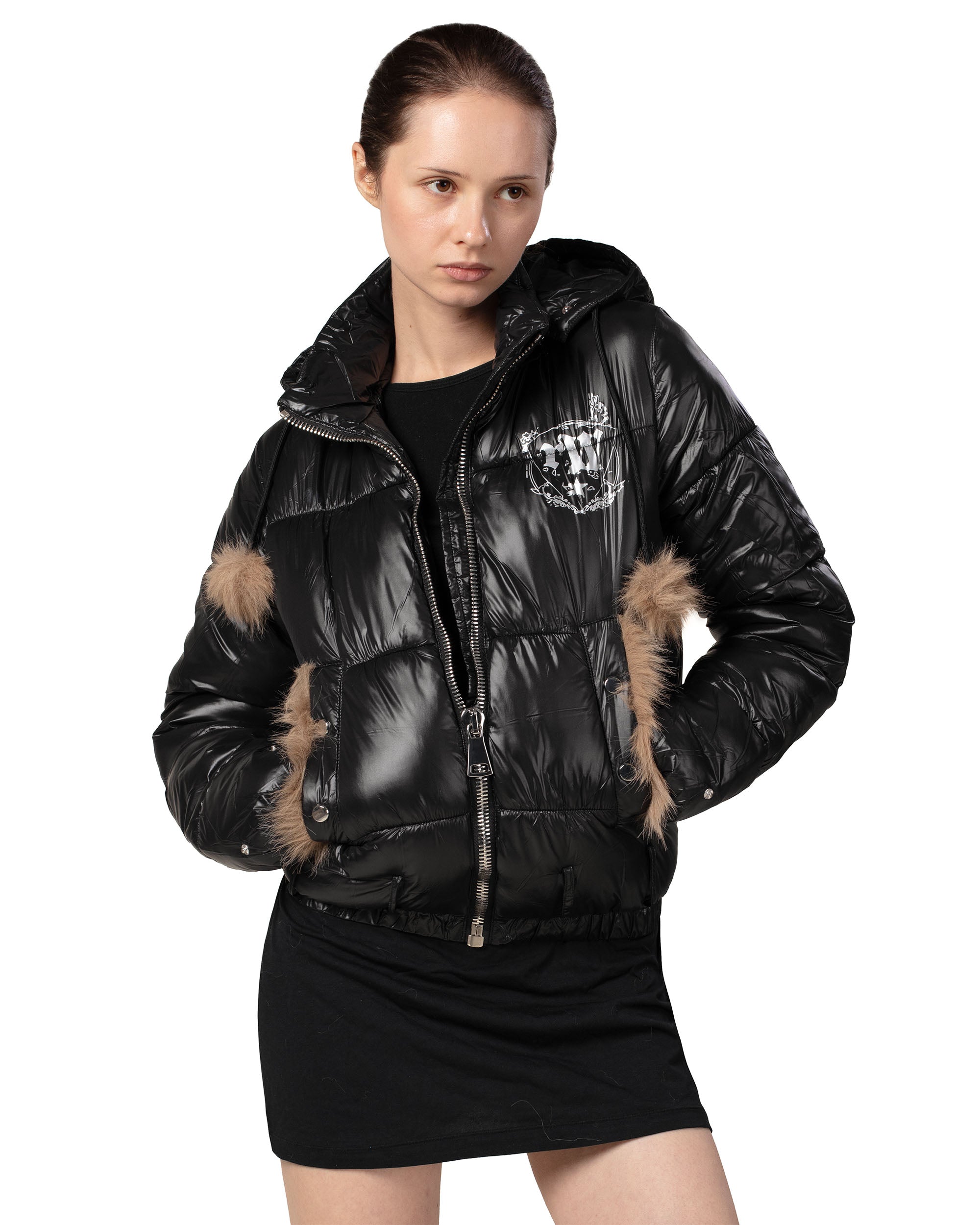 Slim furry puffer jacket