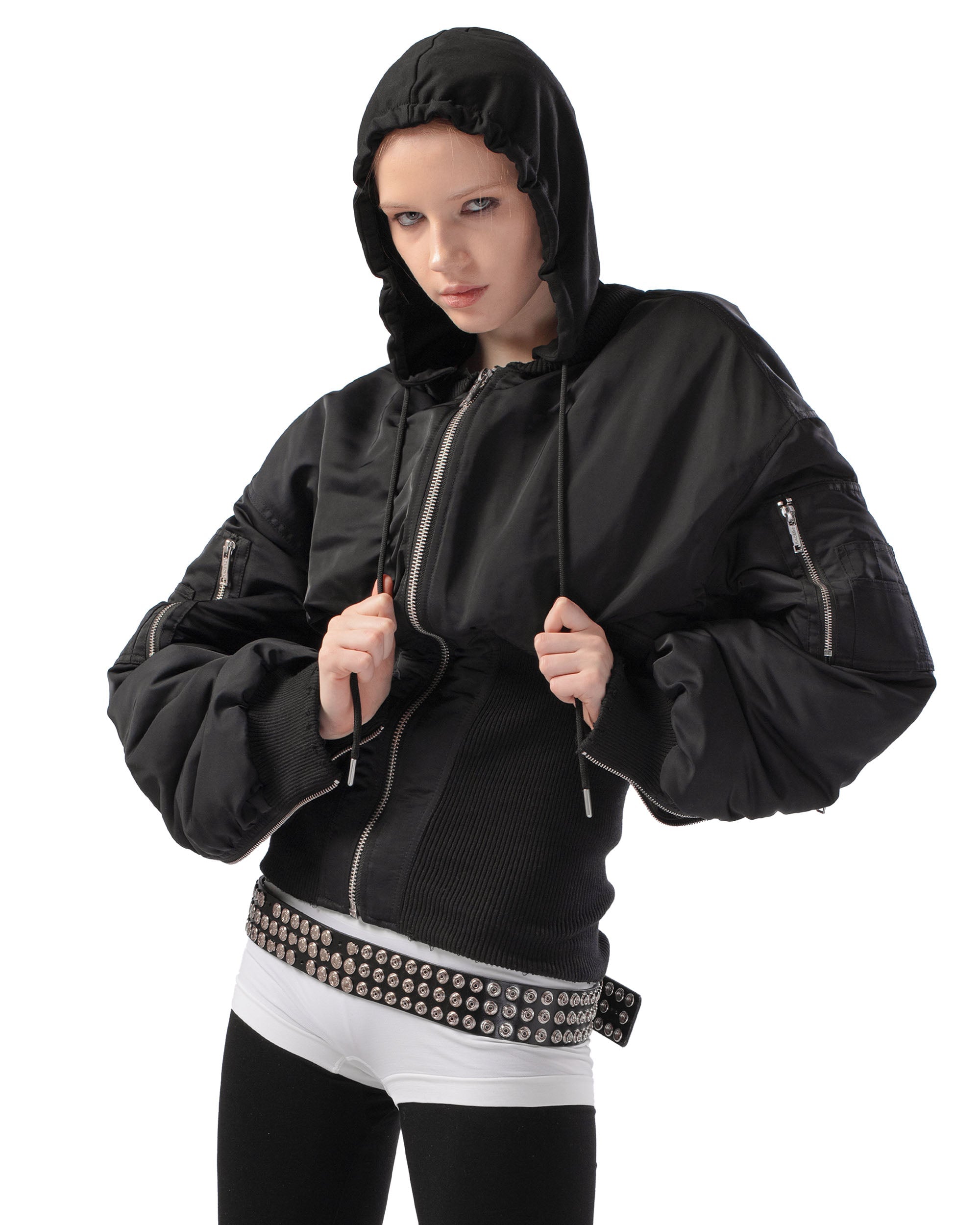 Black fitted bomber