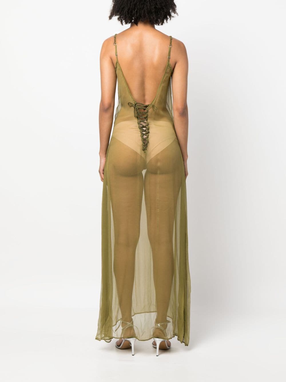 Lacework crepe long dress