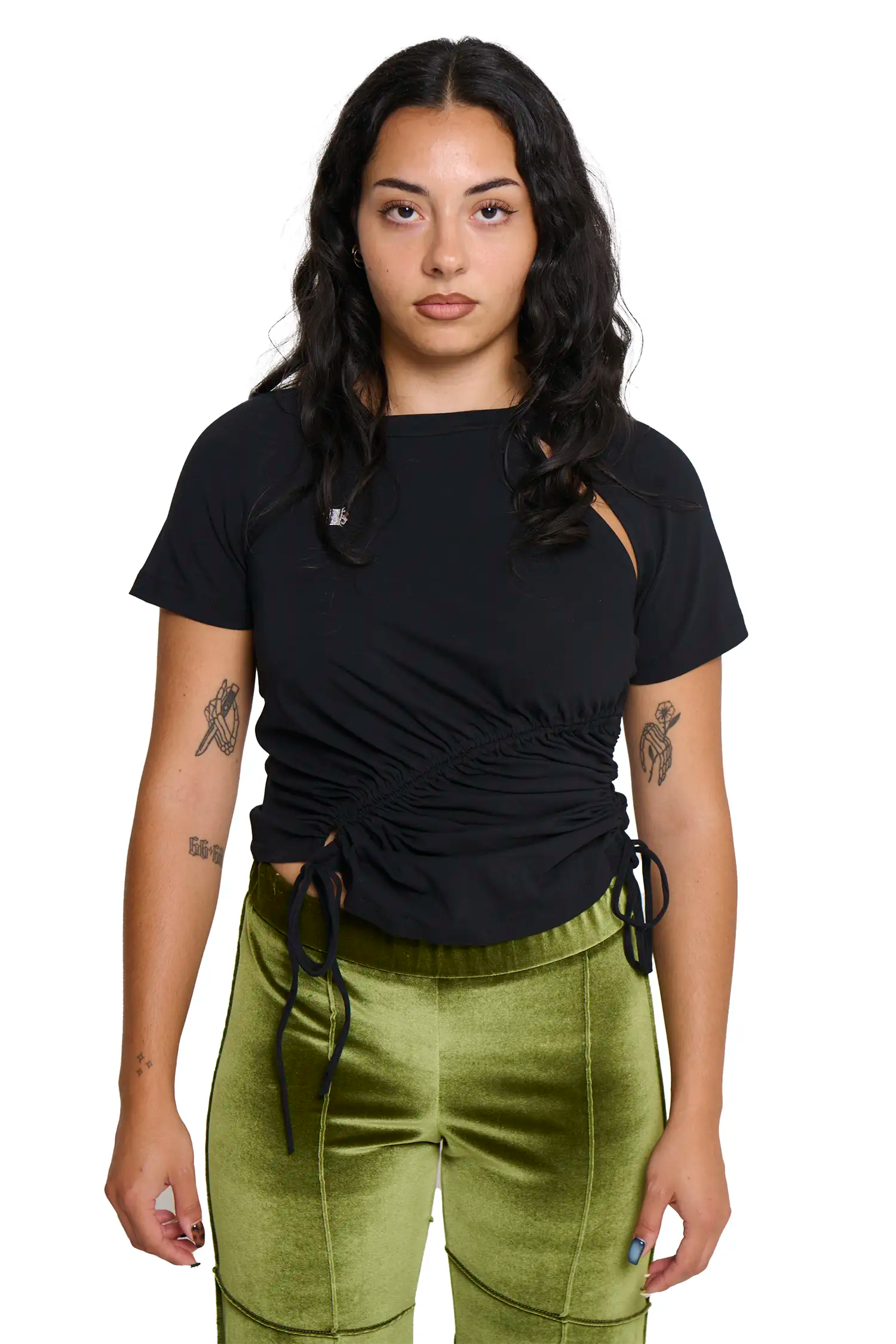 Ruched short sleeve - navy