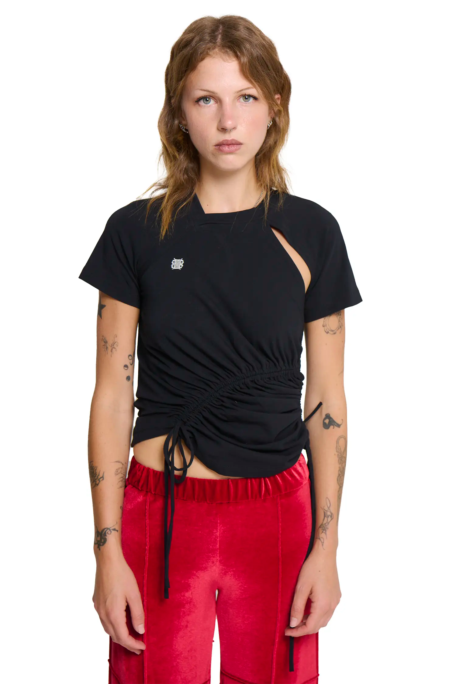 Ruched short sleeve - white