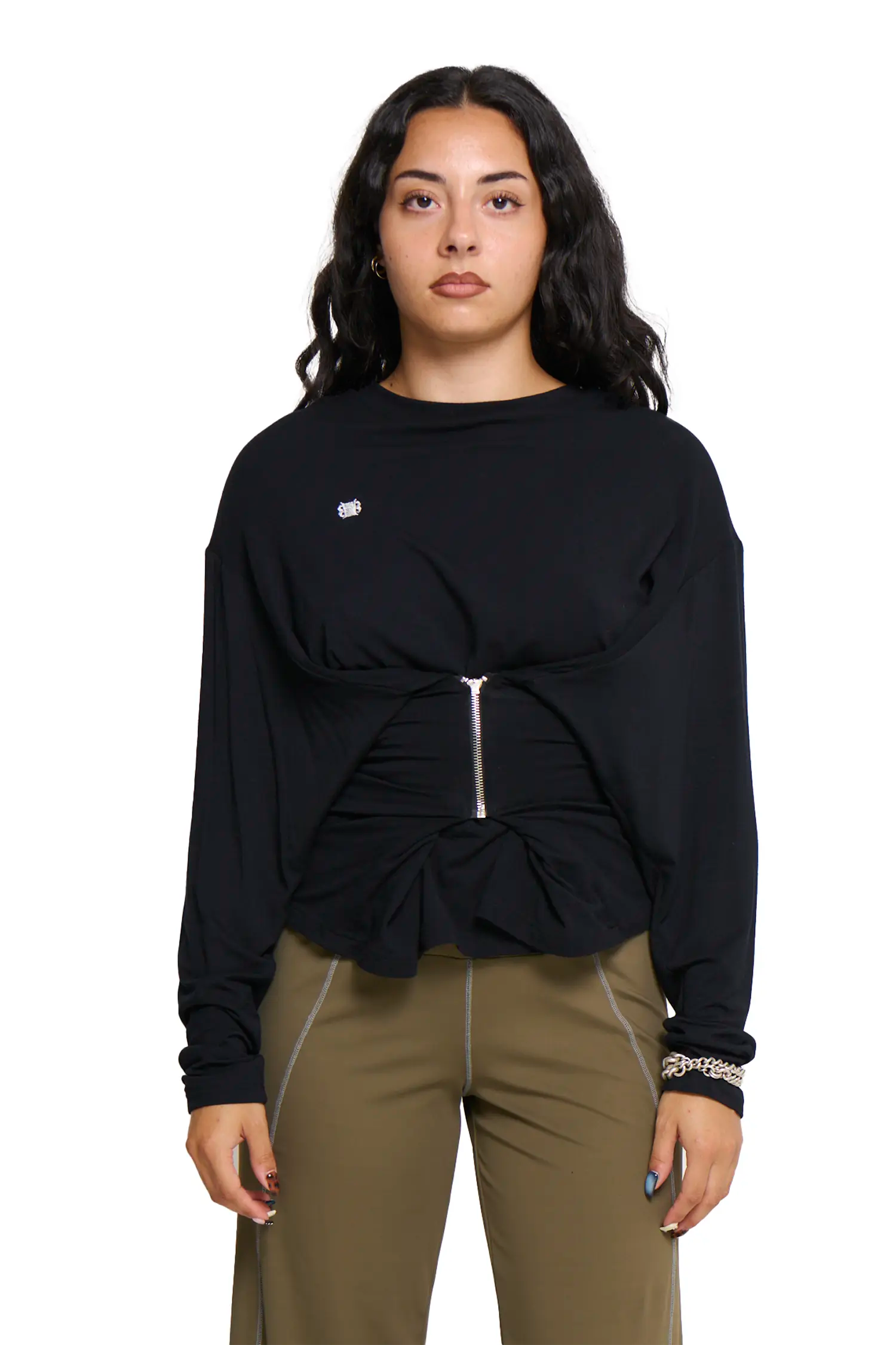 Zipper long sleeve - black
