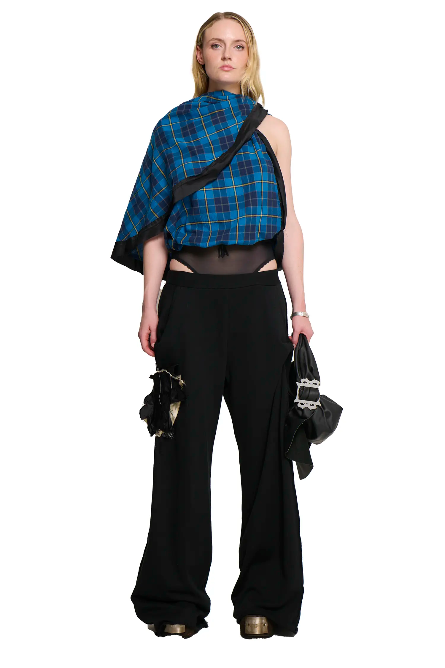 Ava shawl wrap - blue plaid