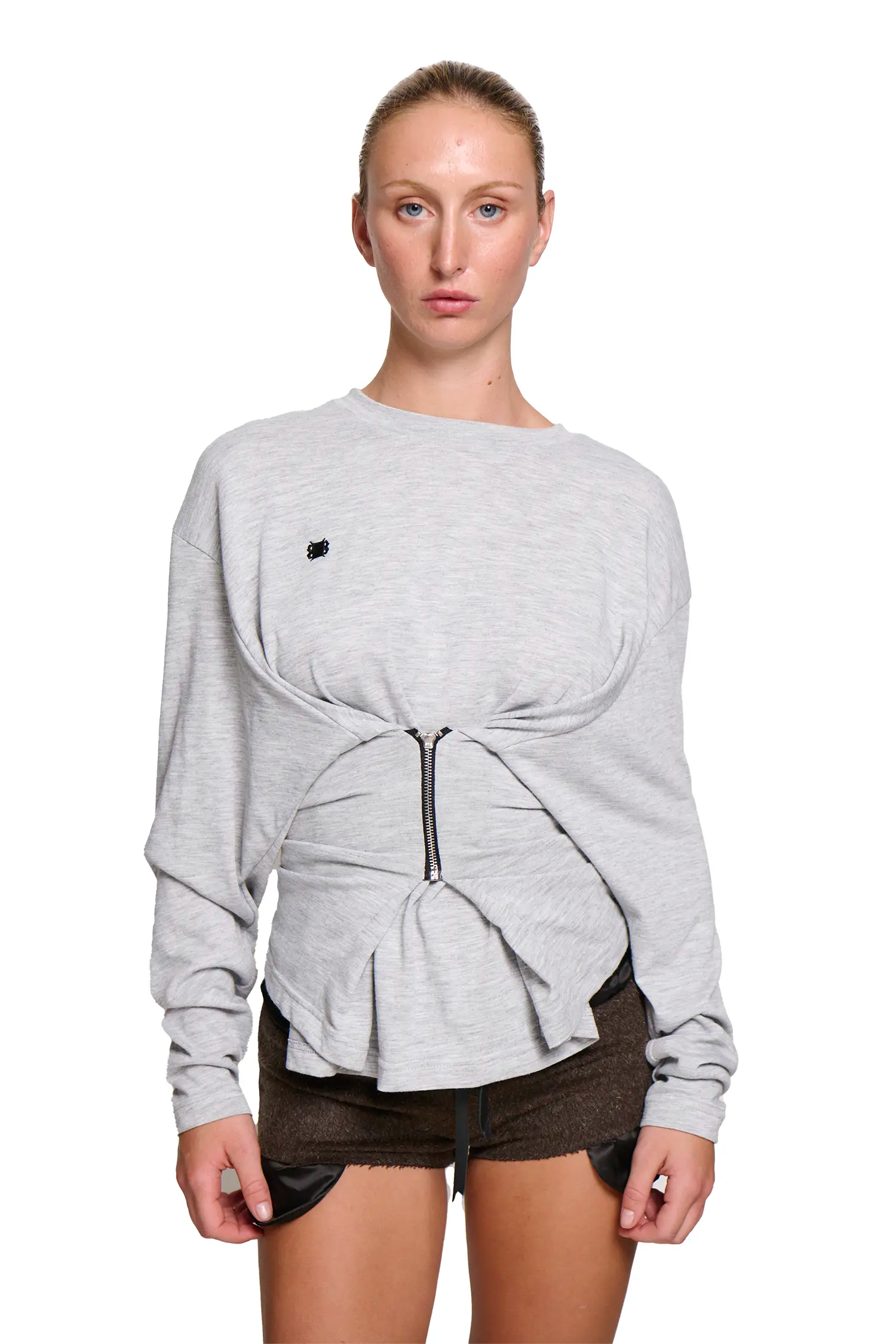 Zipper long sleeve - grey marle