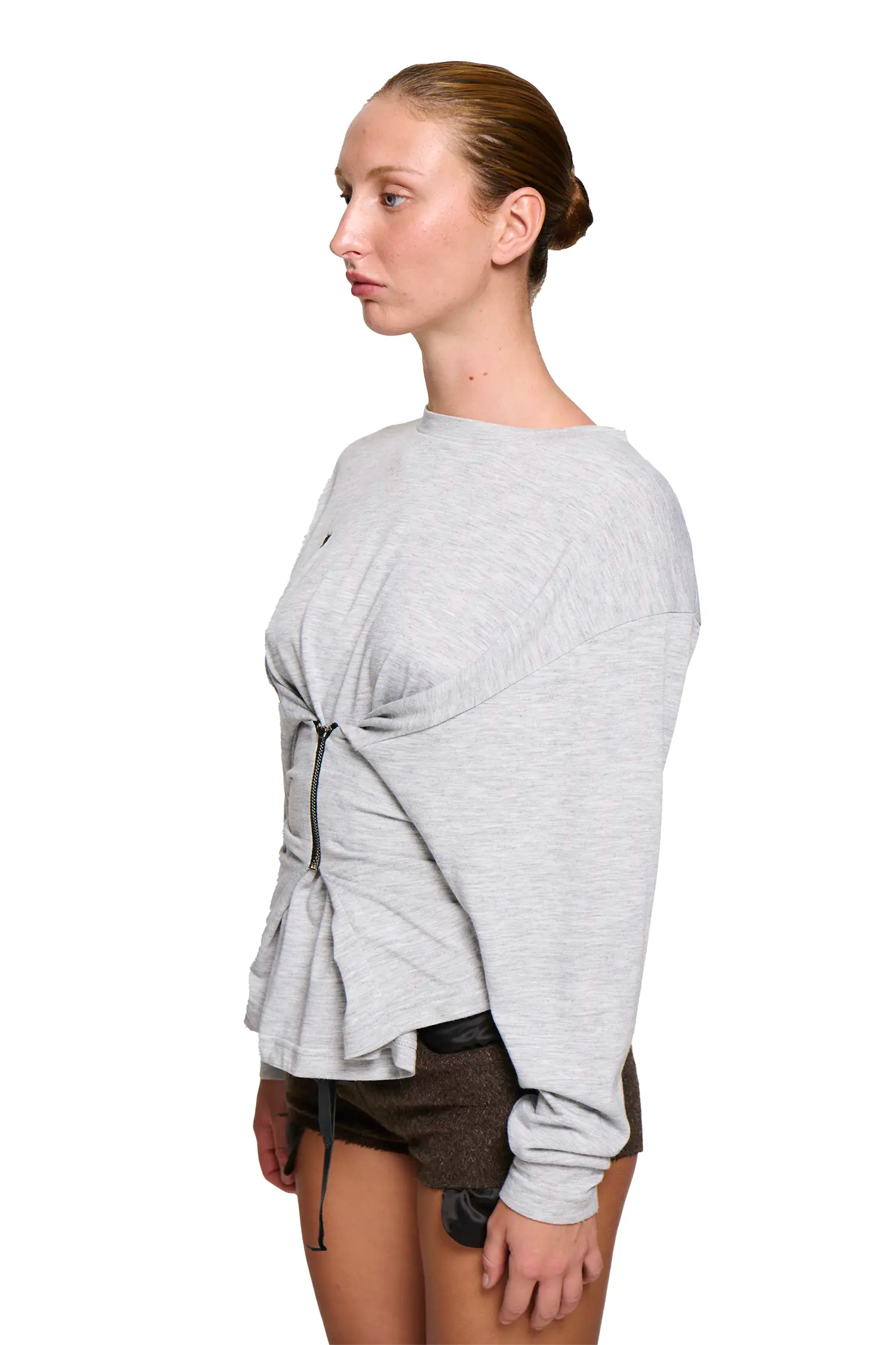 Zipper long sleeve - grey marle