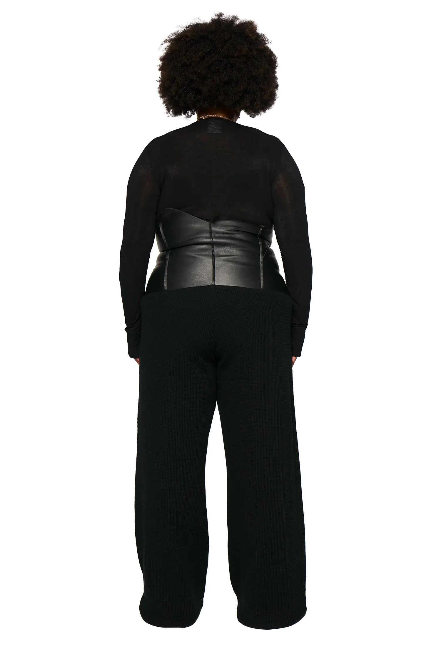 Leather lefflers corset pant - black