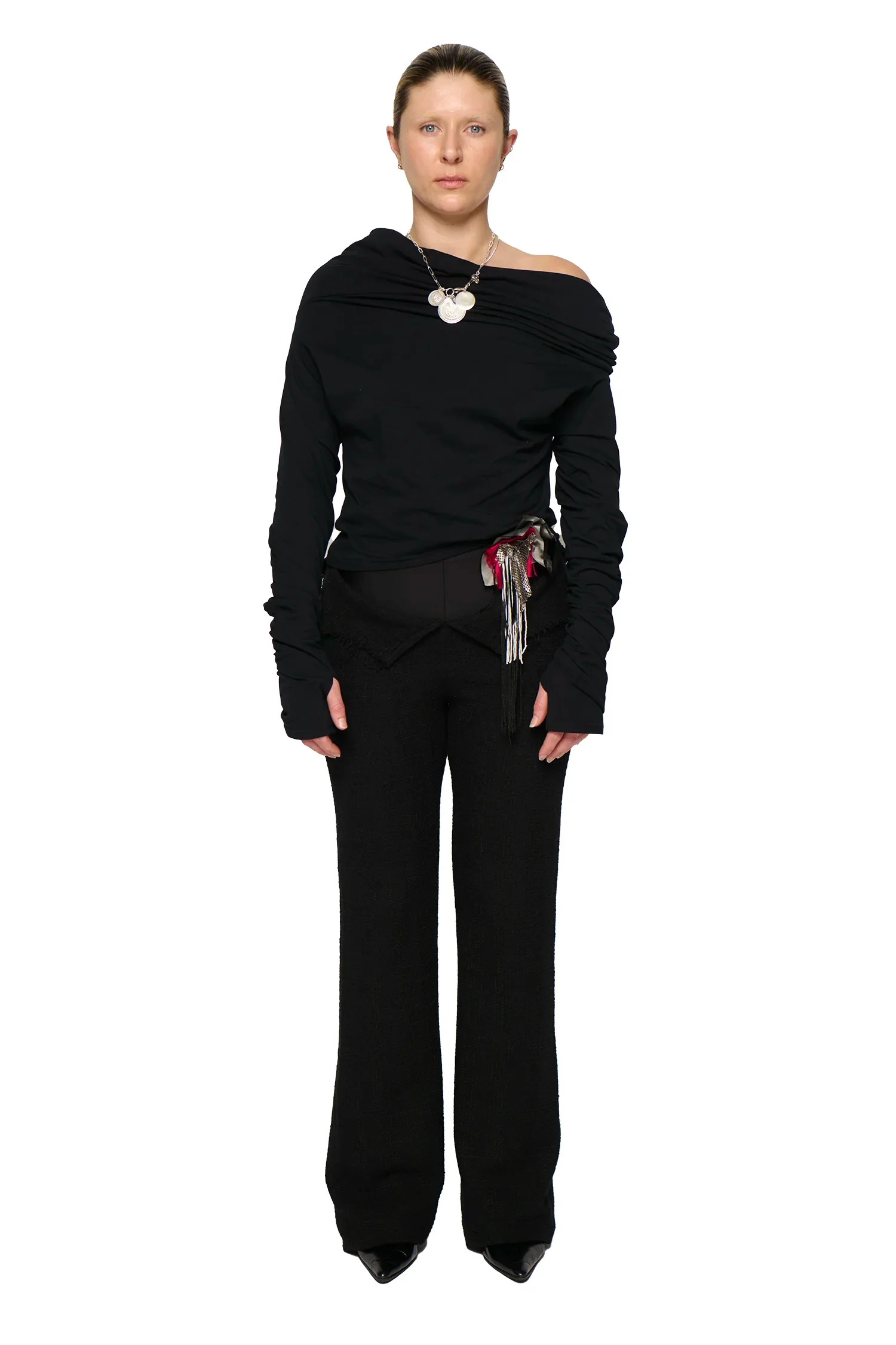 Phoebe tweed suit pant - black