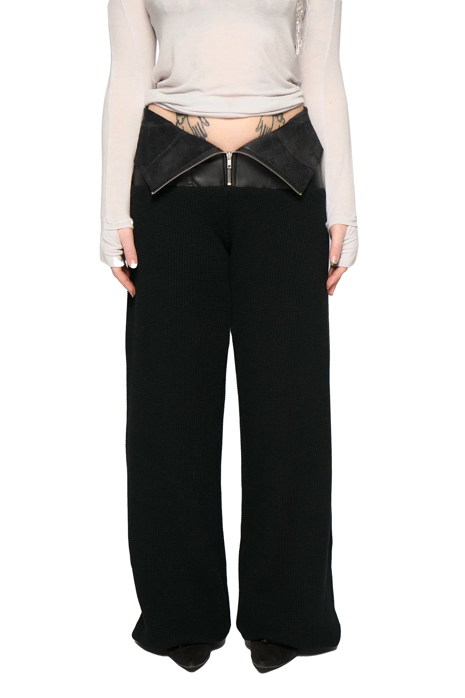 Leather lefflers corset pant - black