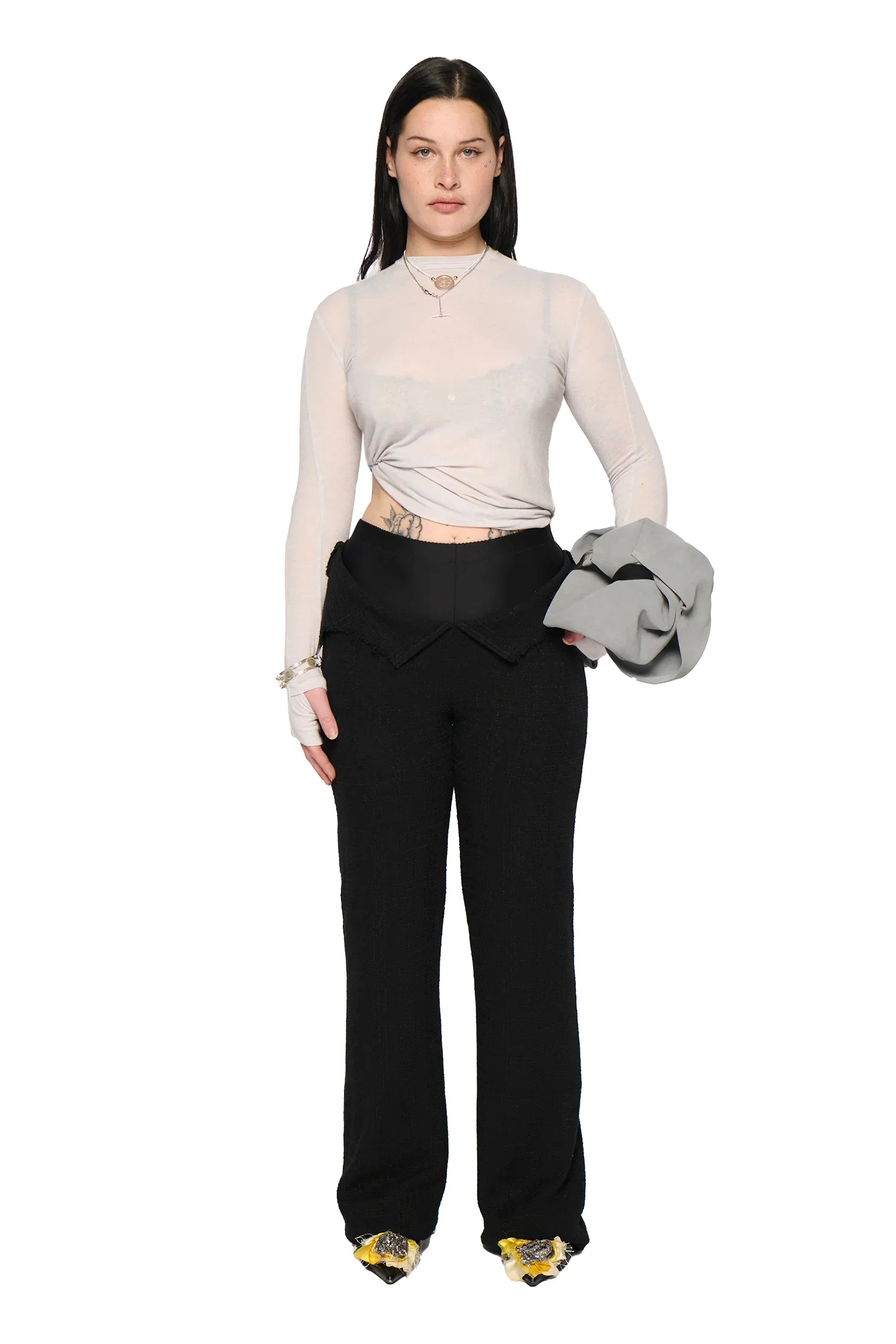 Phoebe tweed suit pant - black