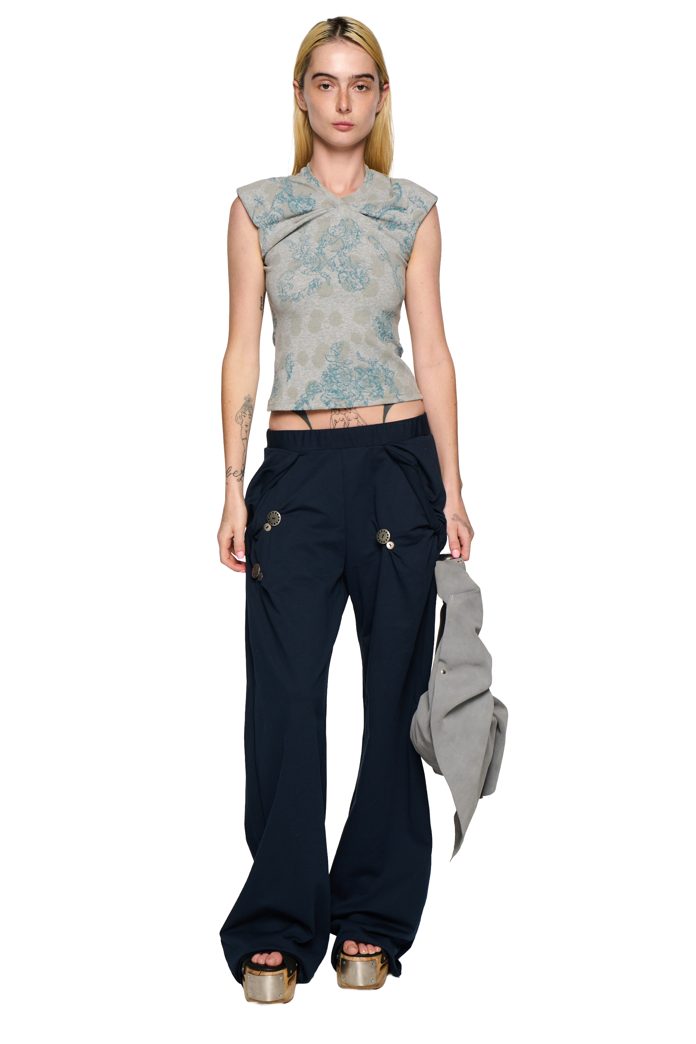 Button twist pant - navy