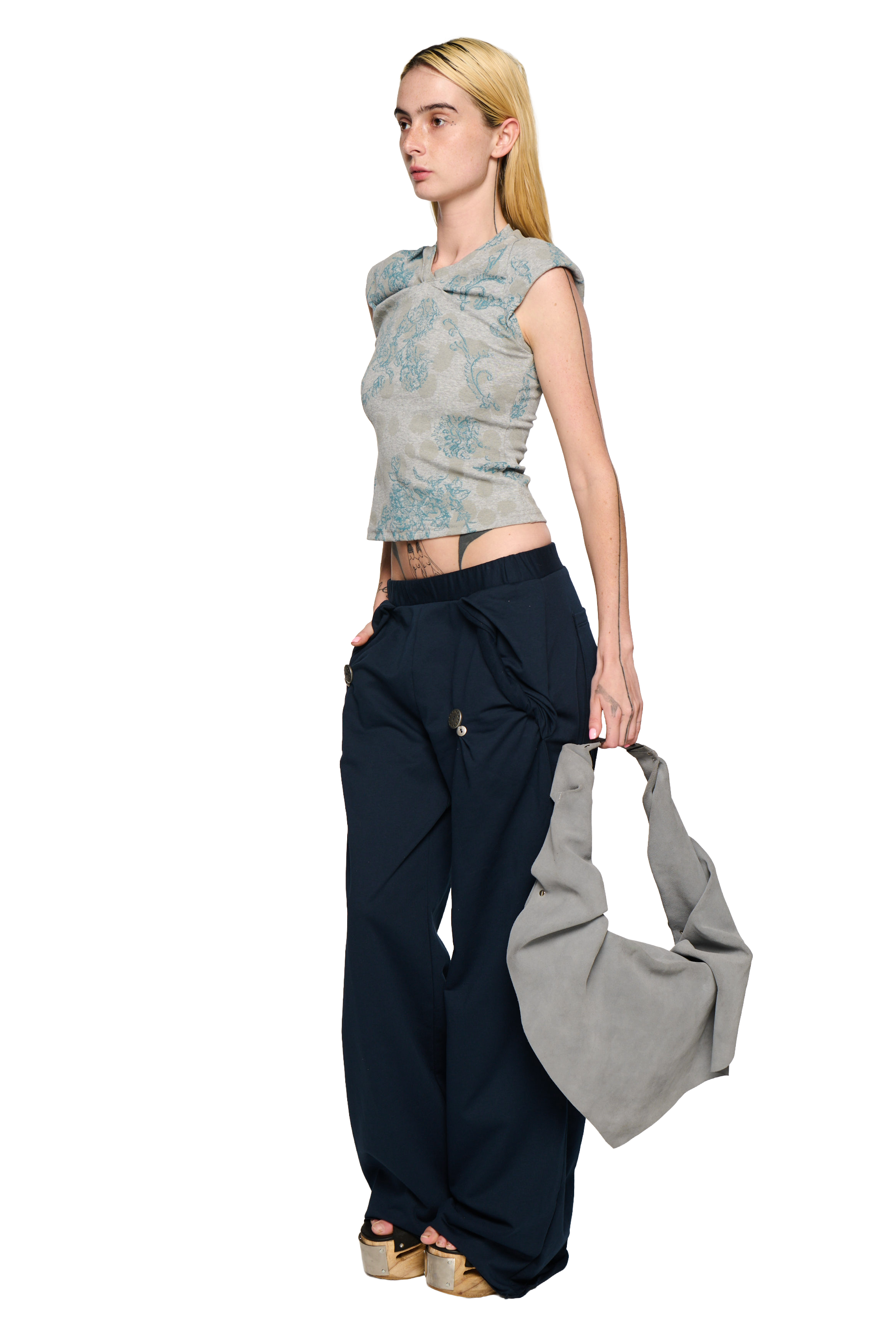 Button twist pant - navy