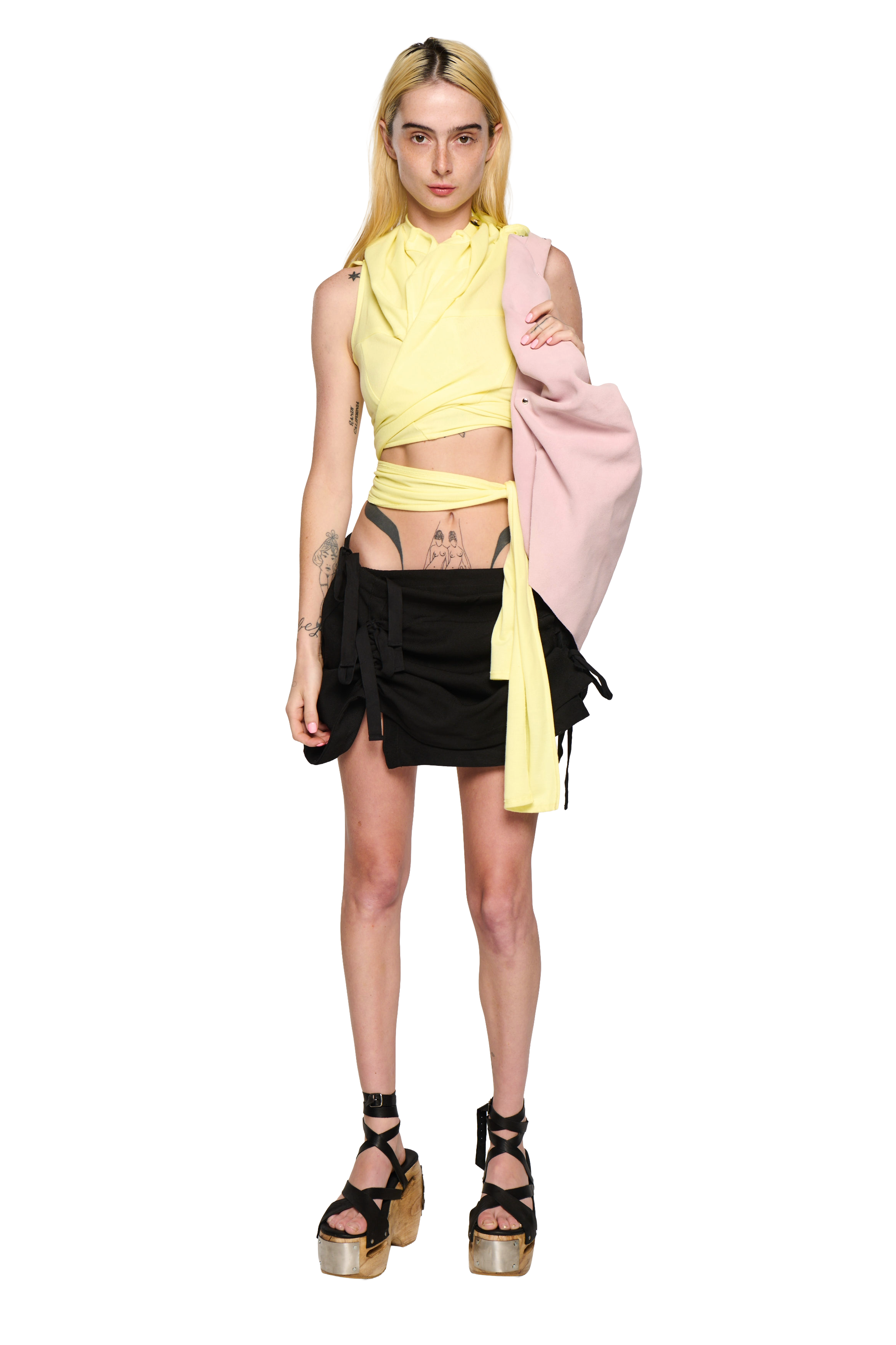 Ruched mini skirt - black