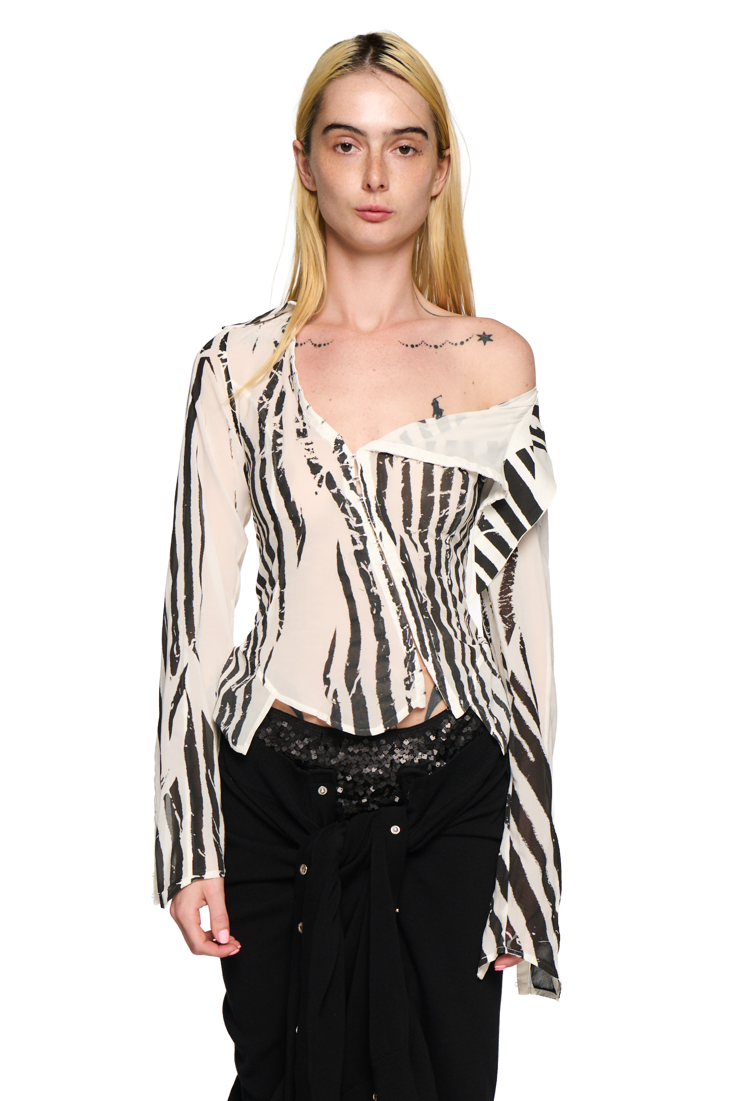 Georgette sailor shirt - striped