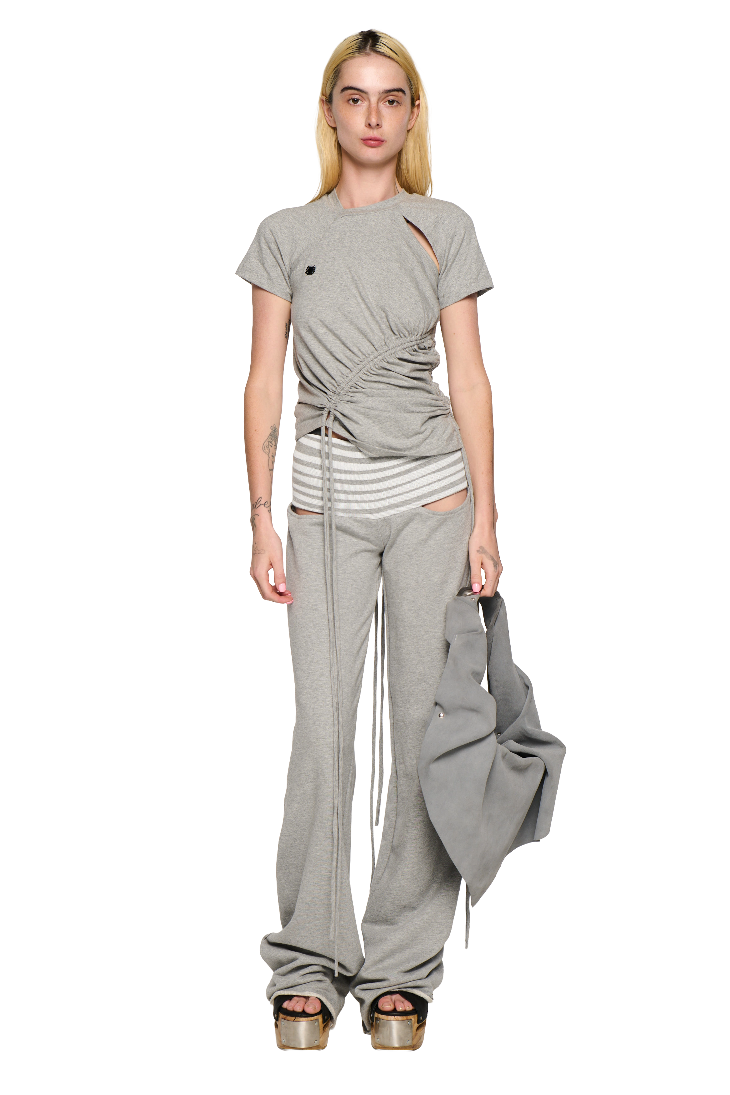 Ruched short sleeve - grey