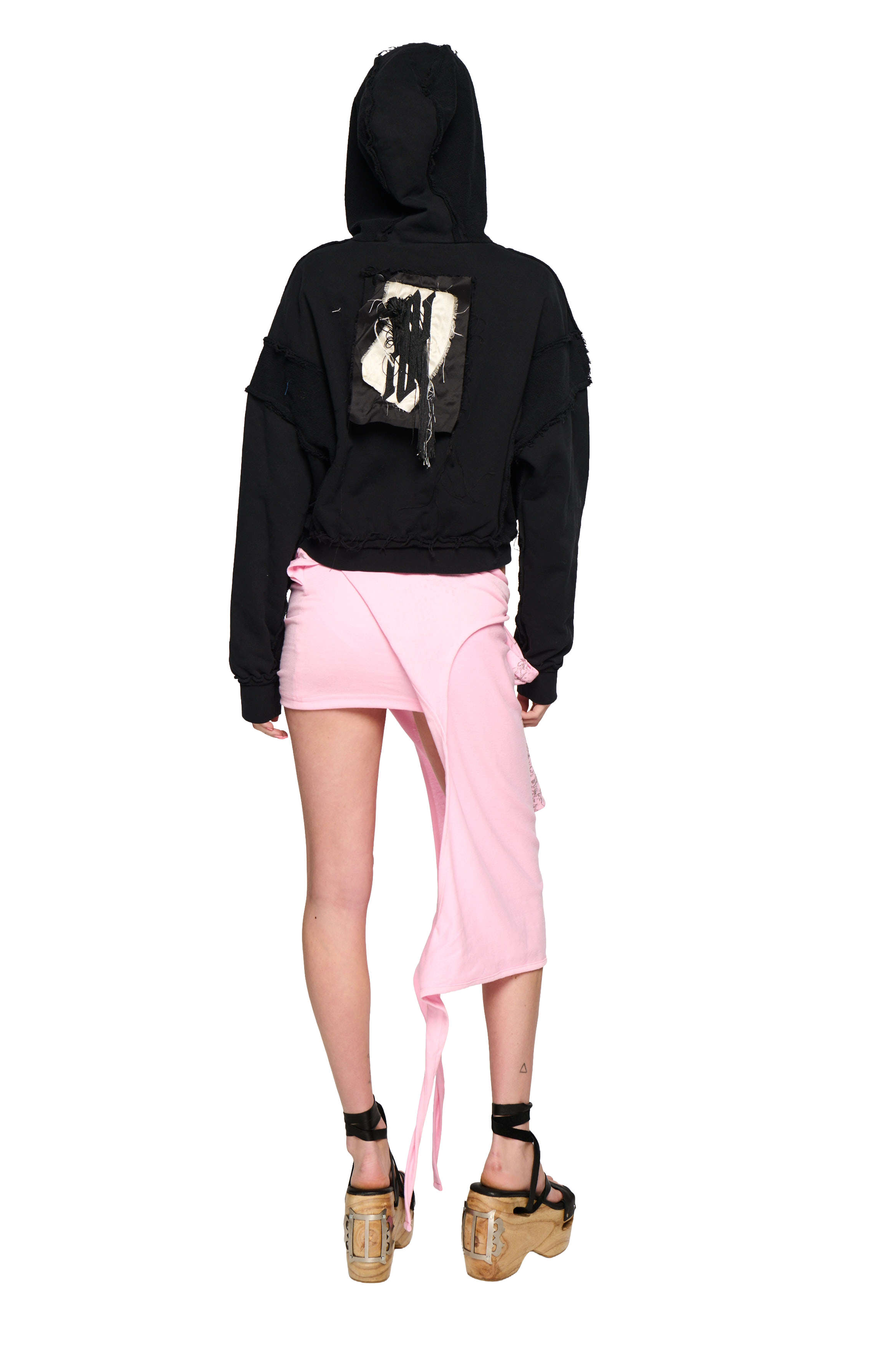 Halterneck polo dress/skirt - pink/grey