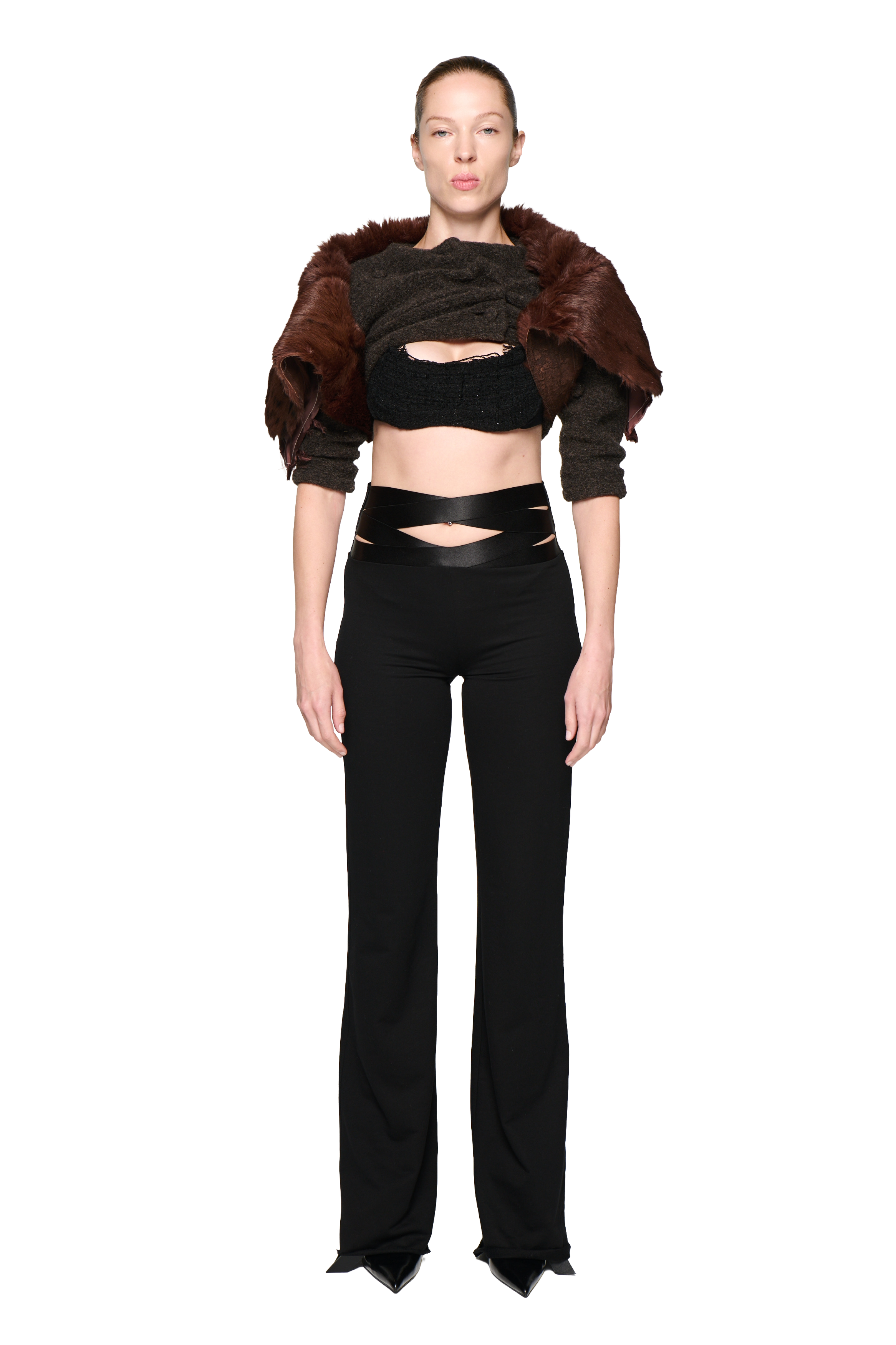 Shrunken wool cardigan - brown