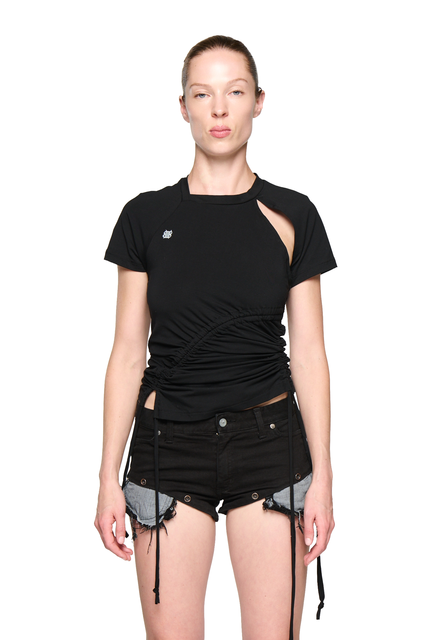 Ruched short sleeve - navy