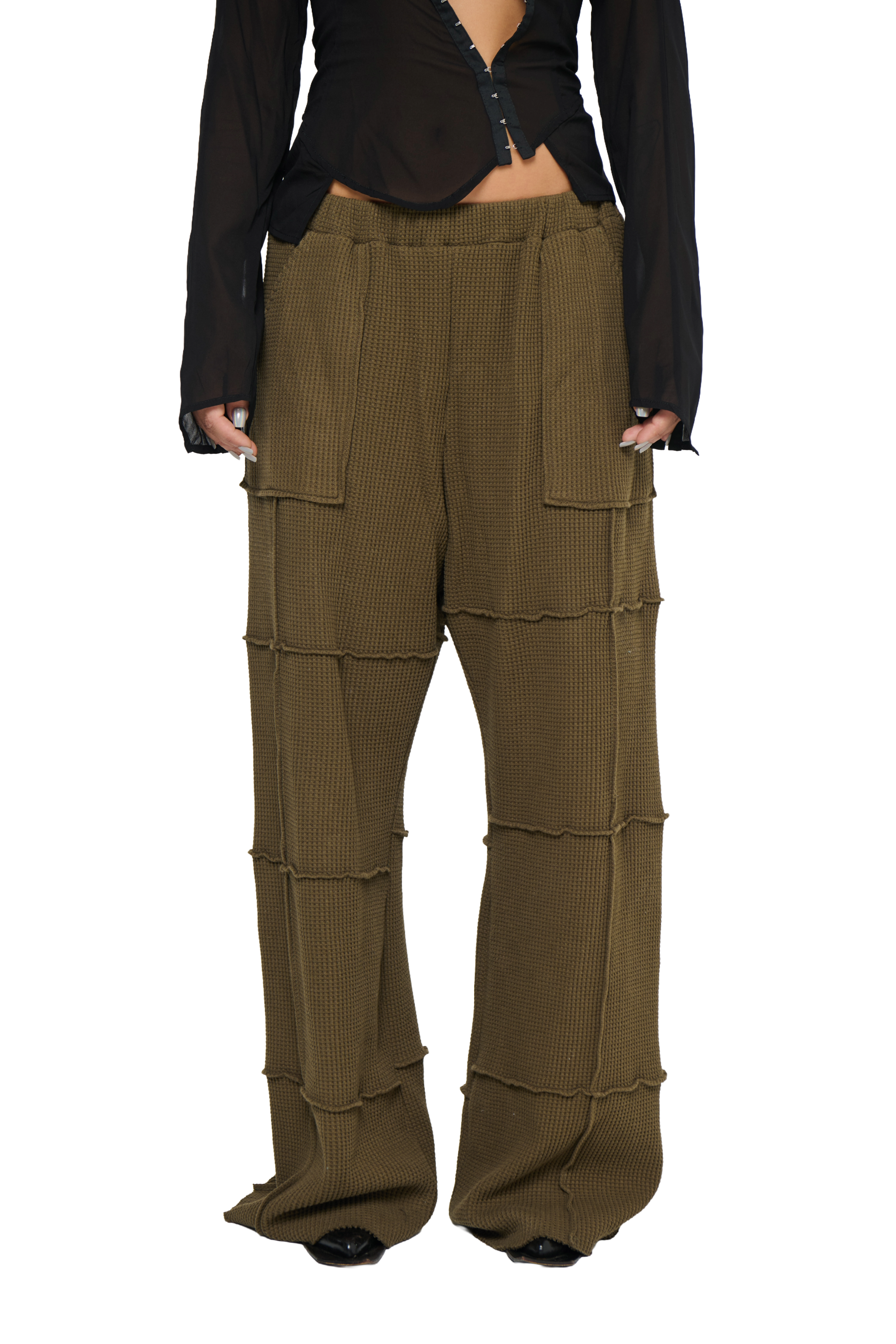Waffle baggy spider pant