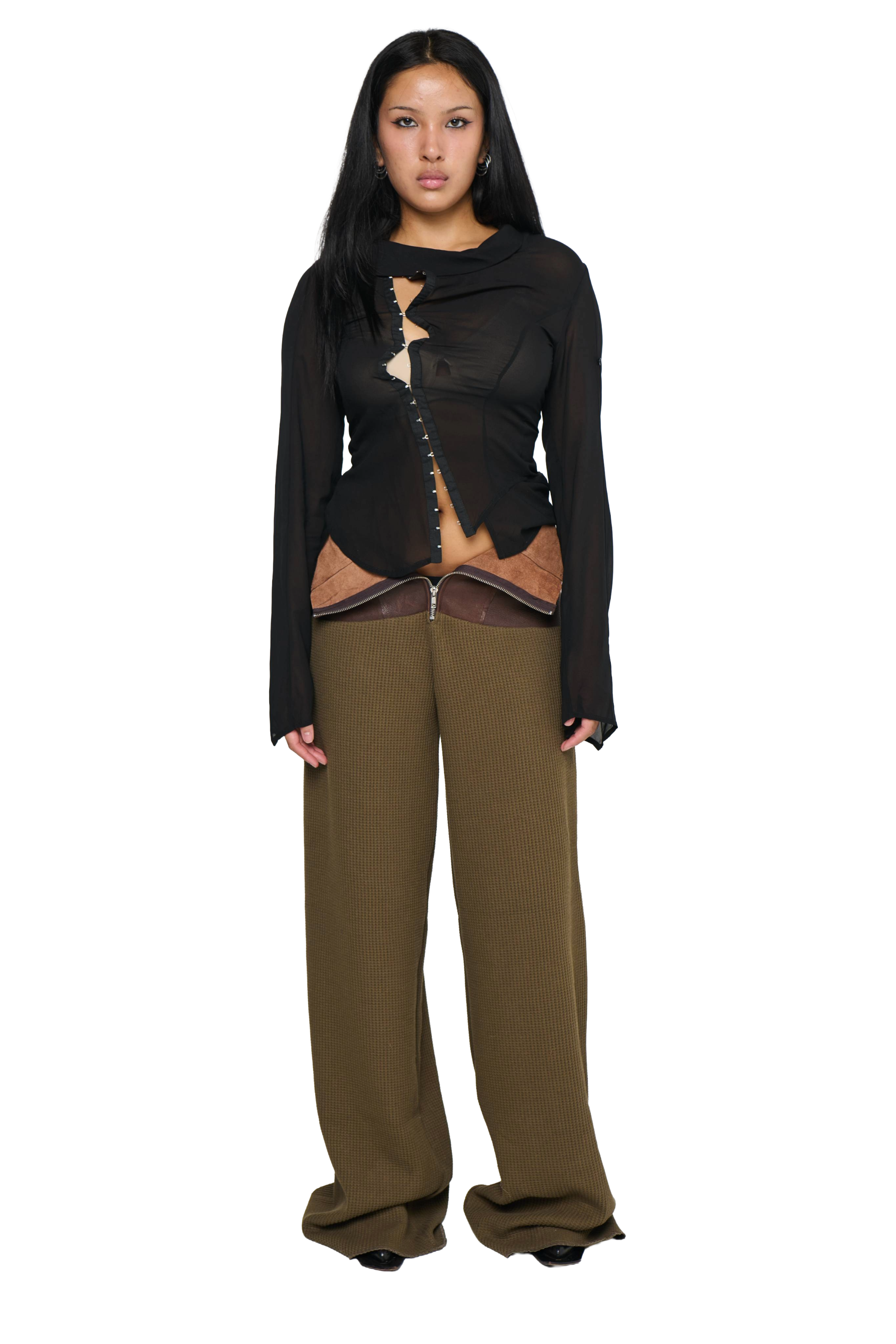 Leather lefflers corset pant - khaki