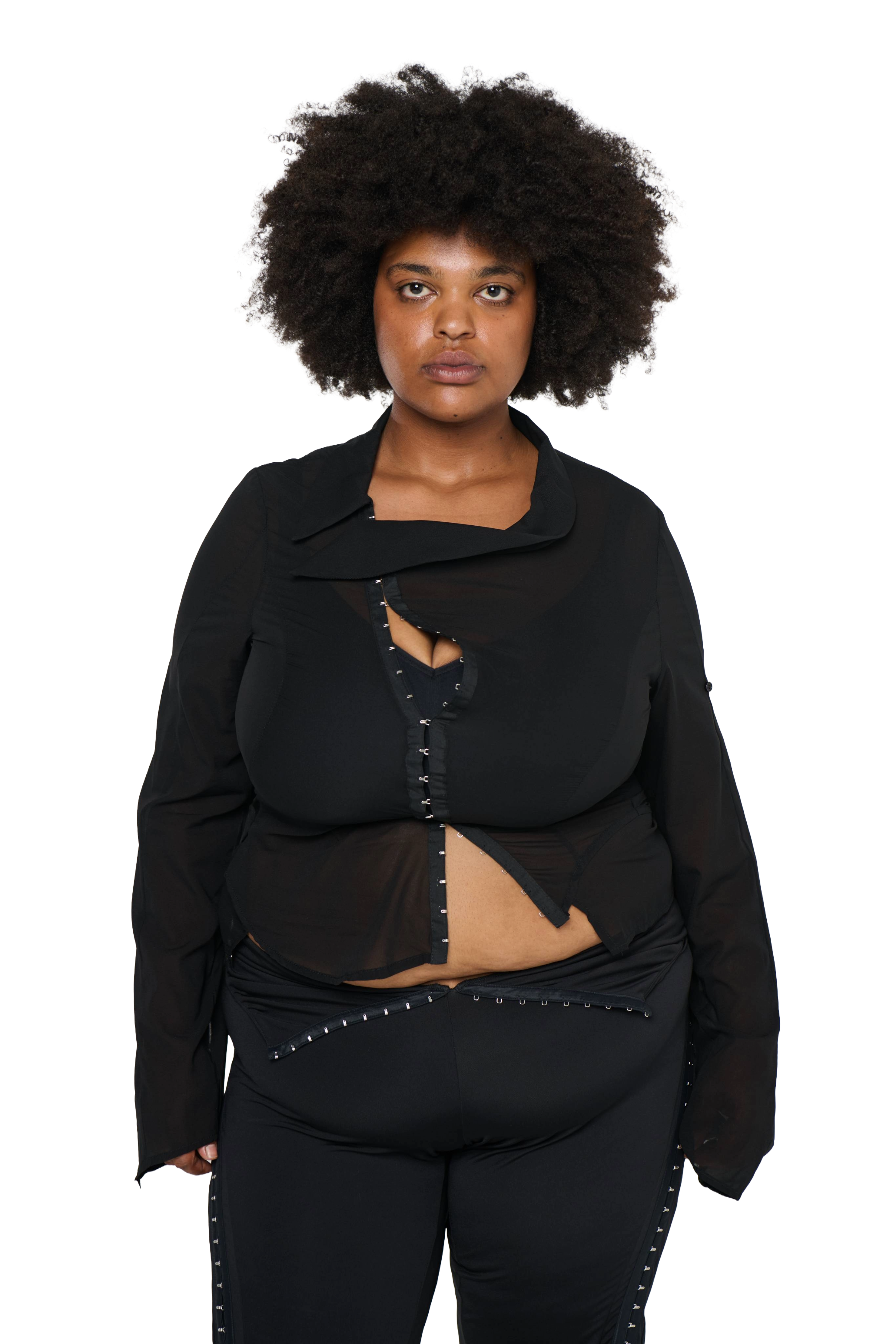 Georgette sailor shirt - black