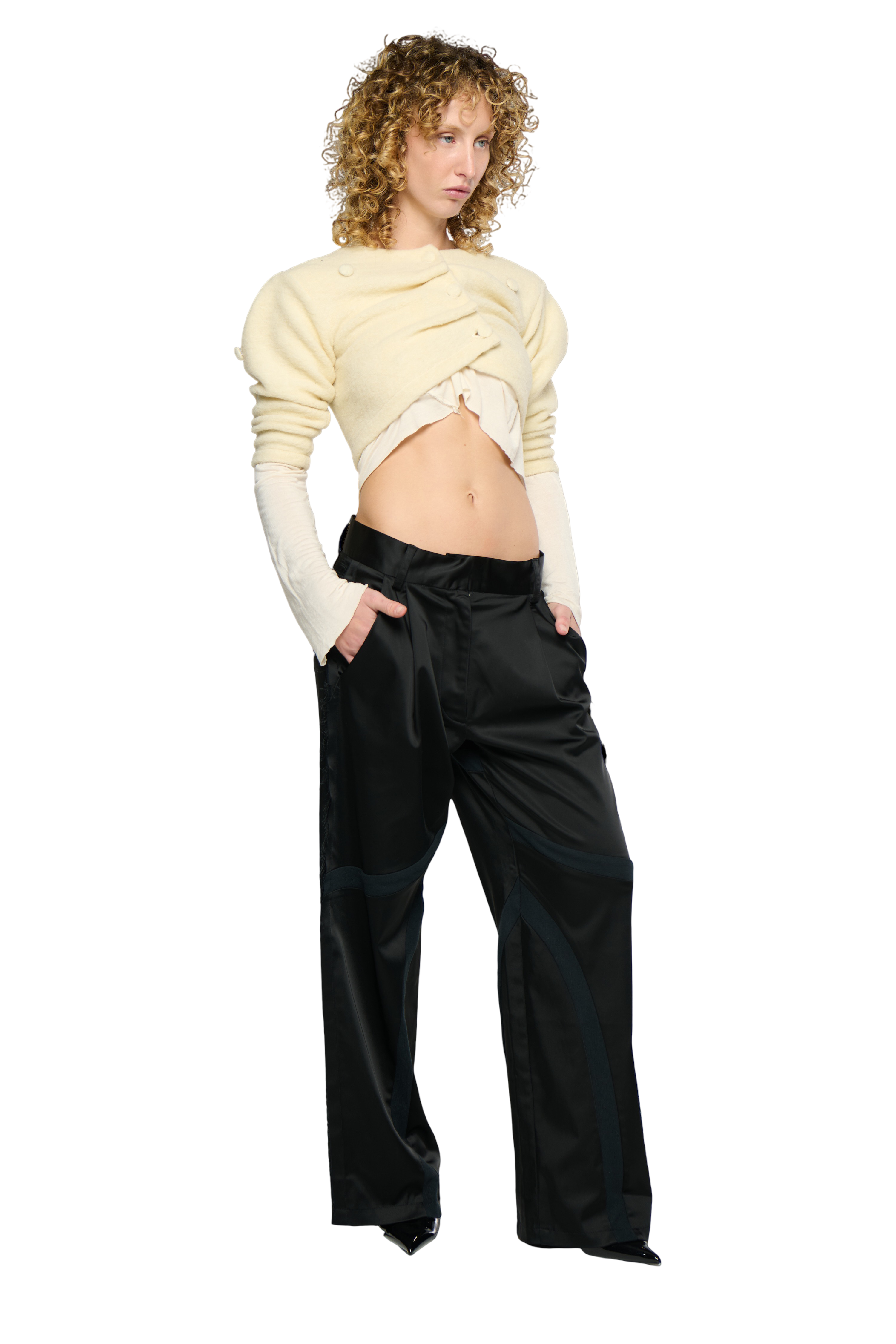 Shrunken wool cardigan - cream