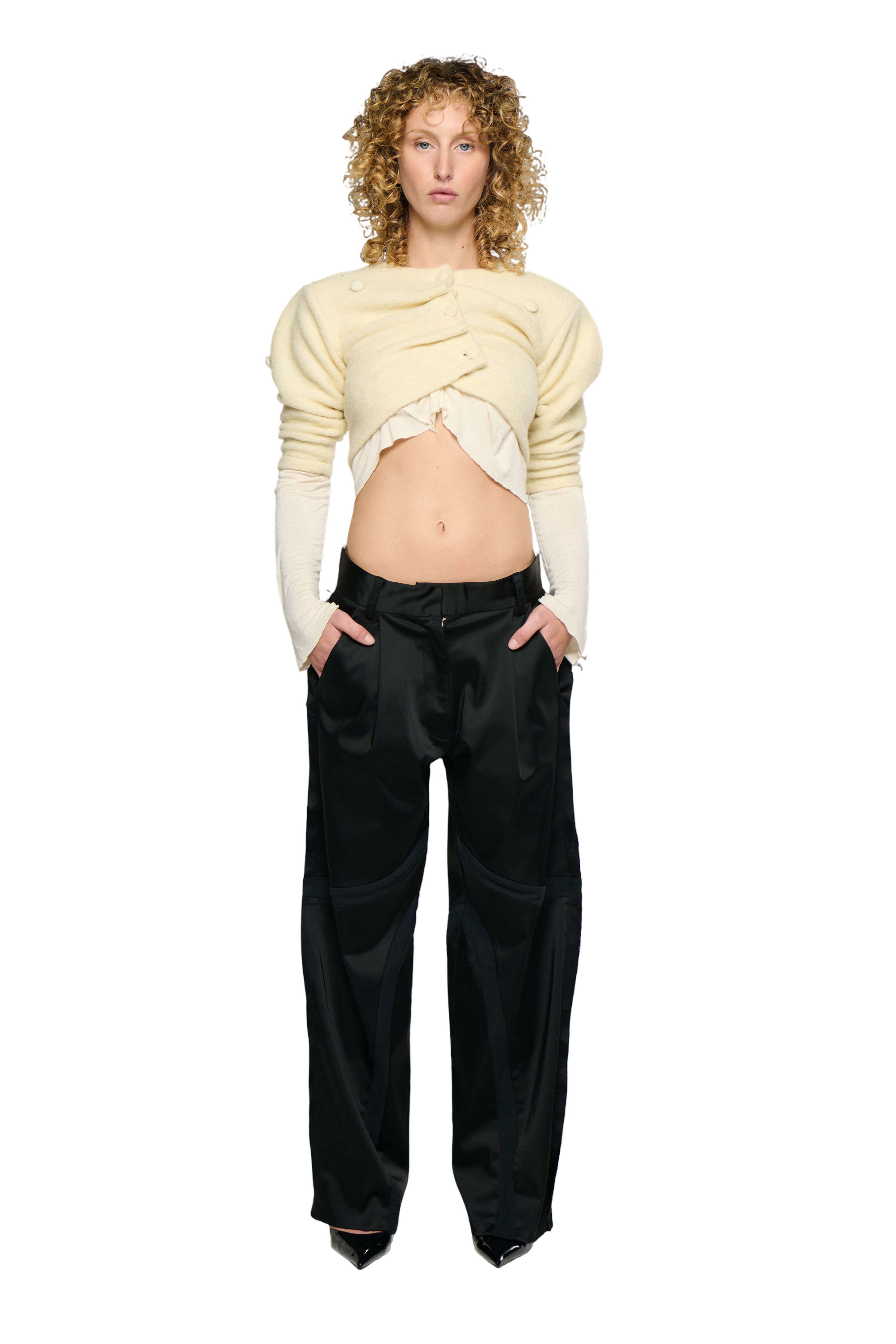 Shrunken wool cardigan - cream
