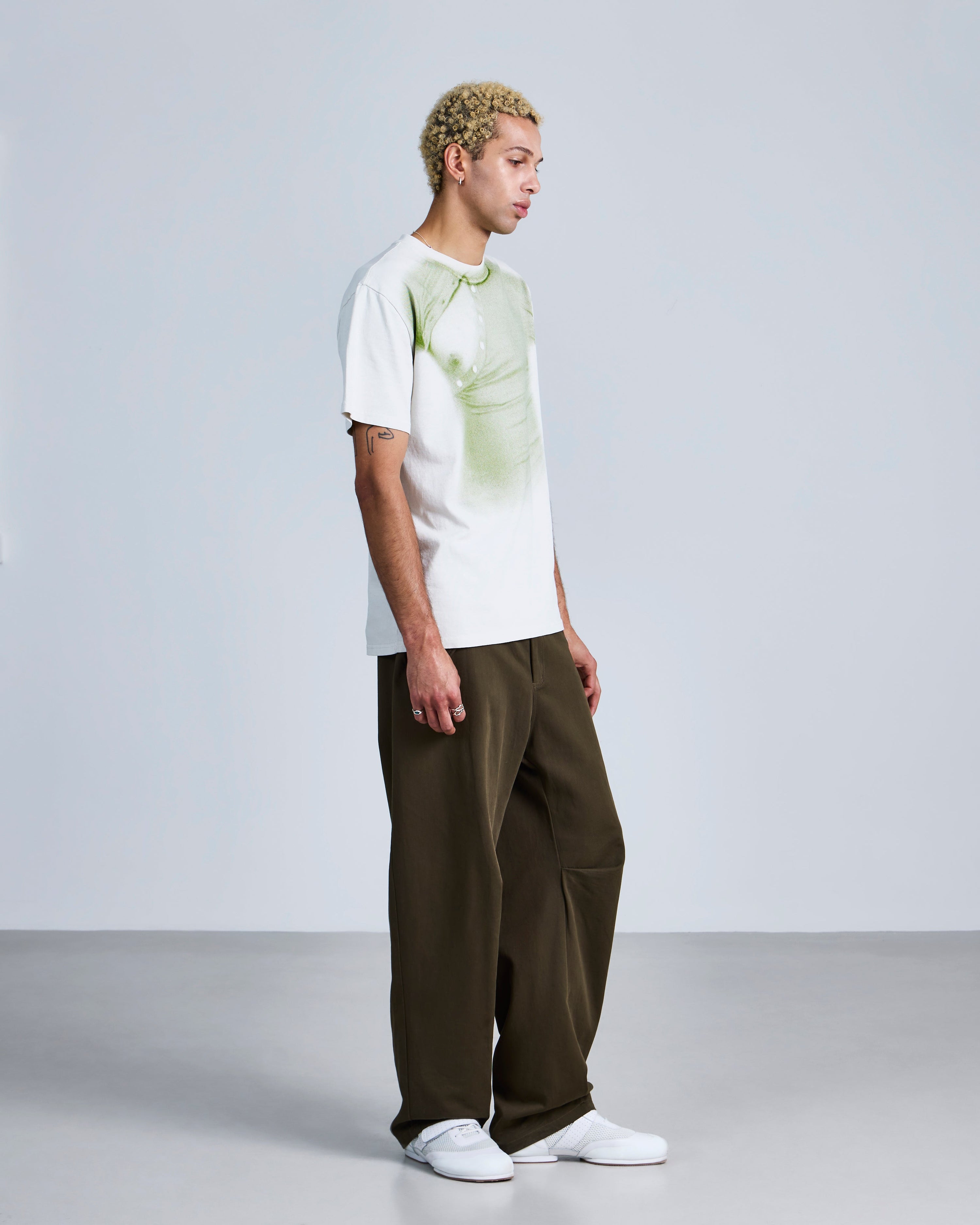 Asymmetric henley' print t-shirt