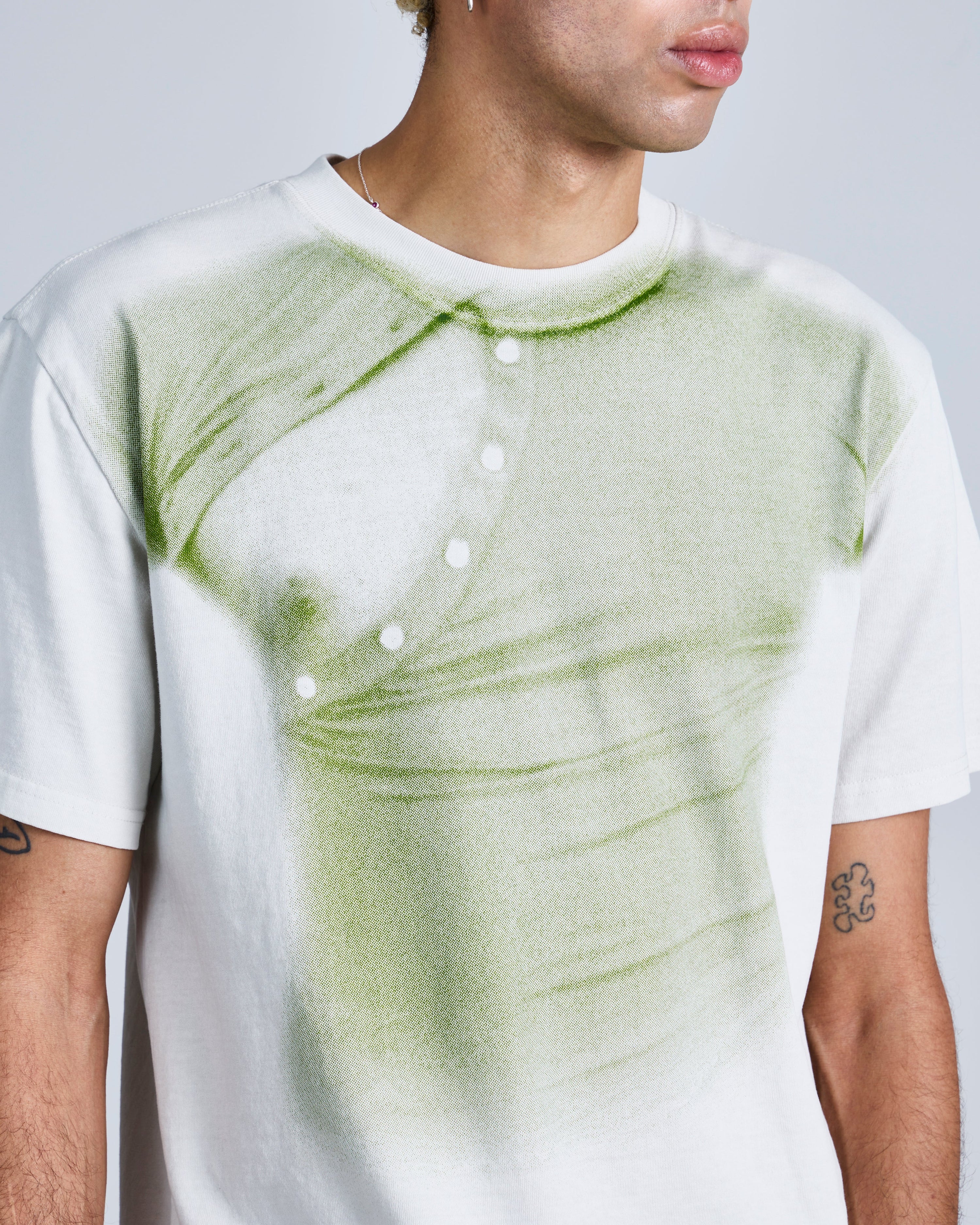 Asymmetric henley' print t-shirt