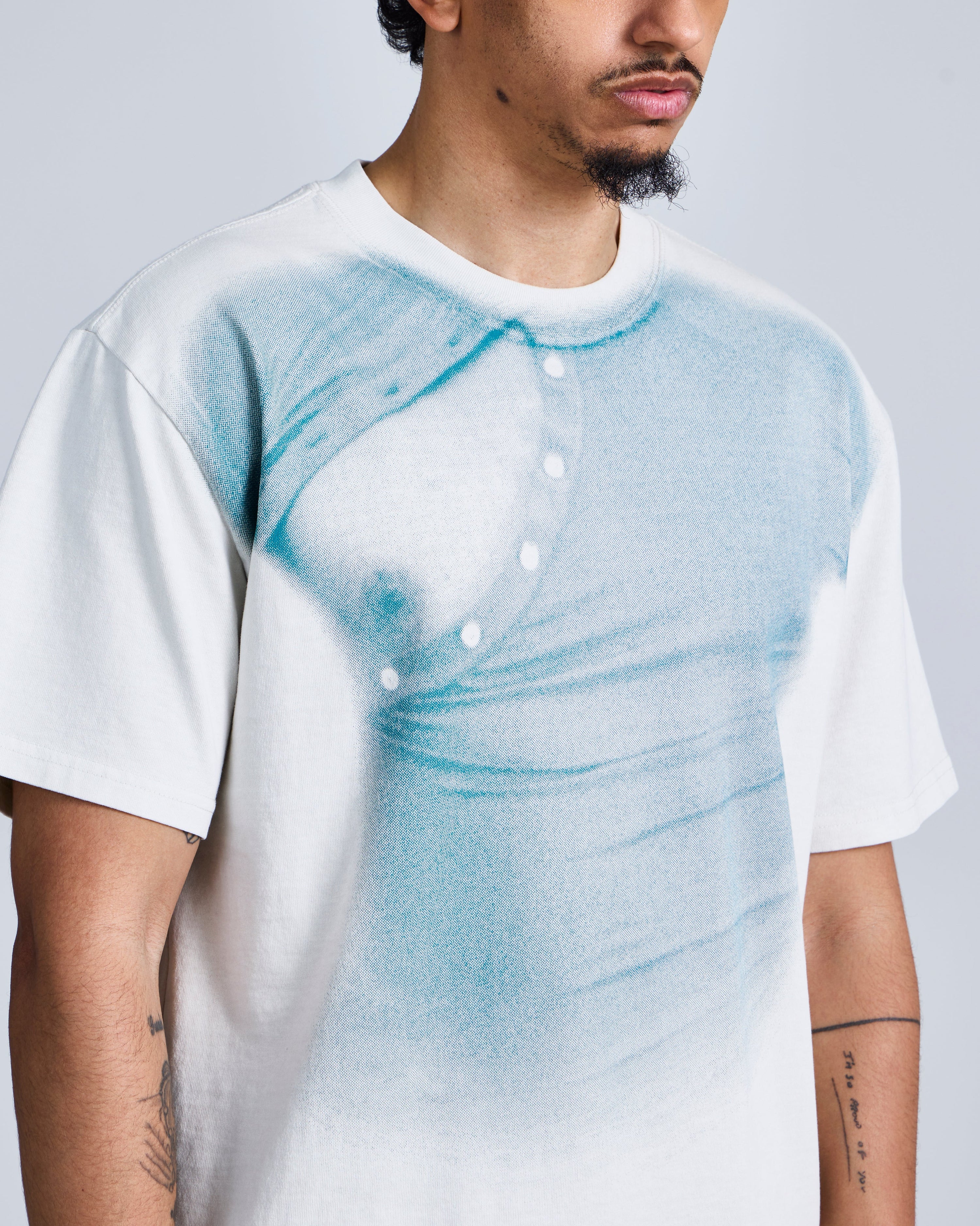 Asymmetric henley' print t-shirt