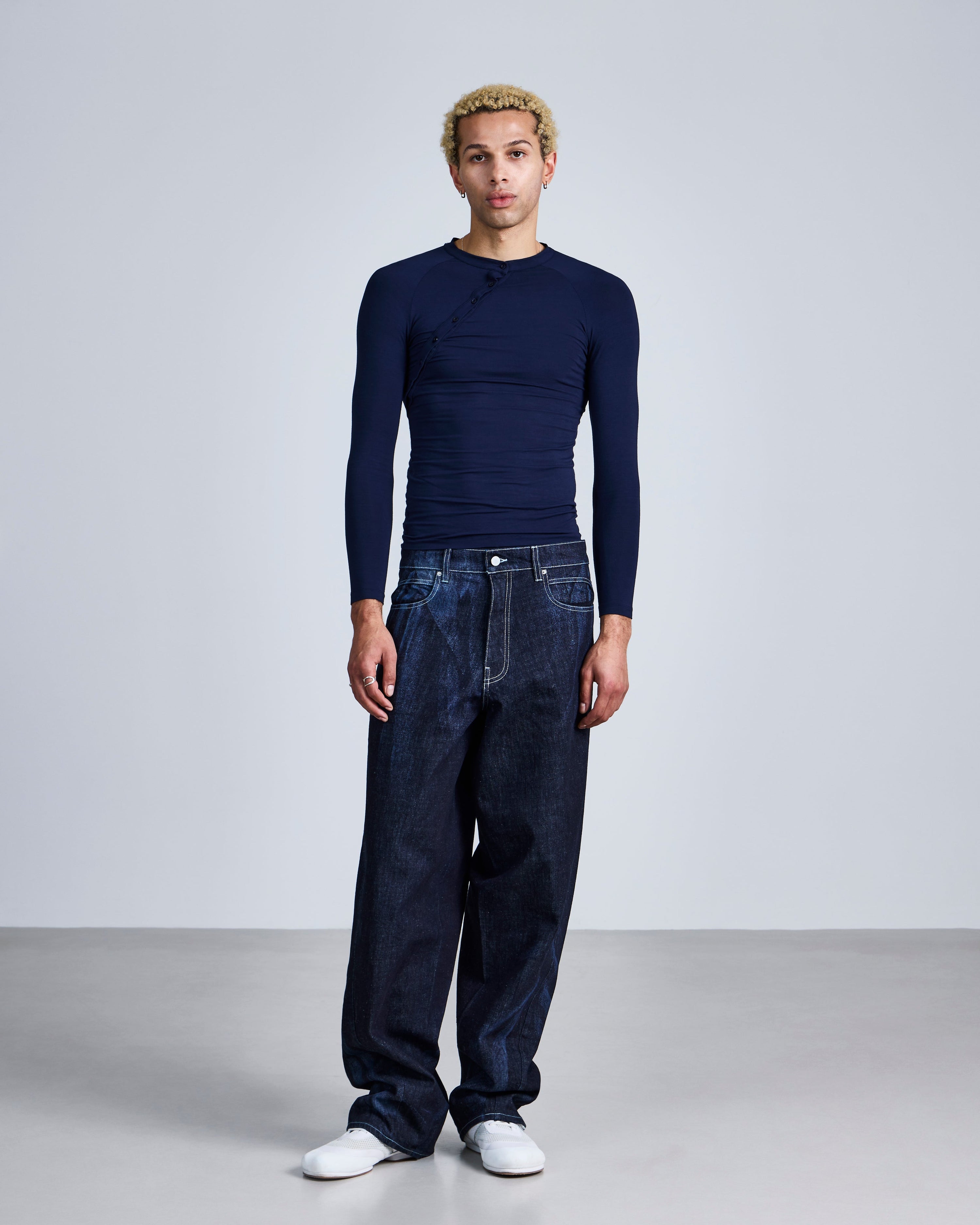 Asymmetric henley long sleeve
