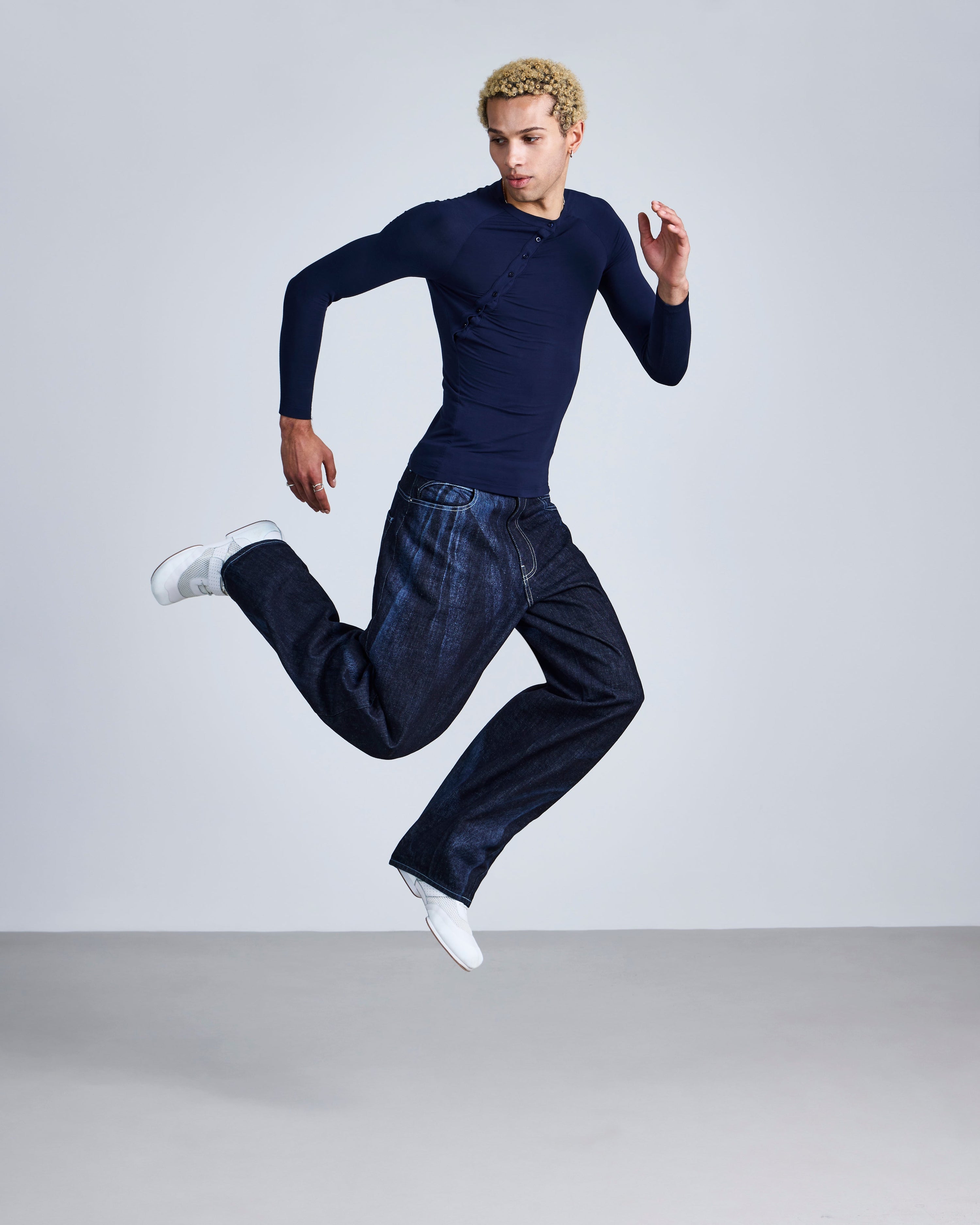 Asymmetric henley long sleeve