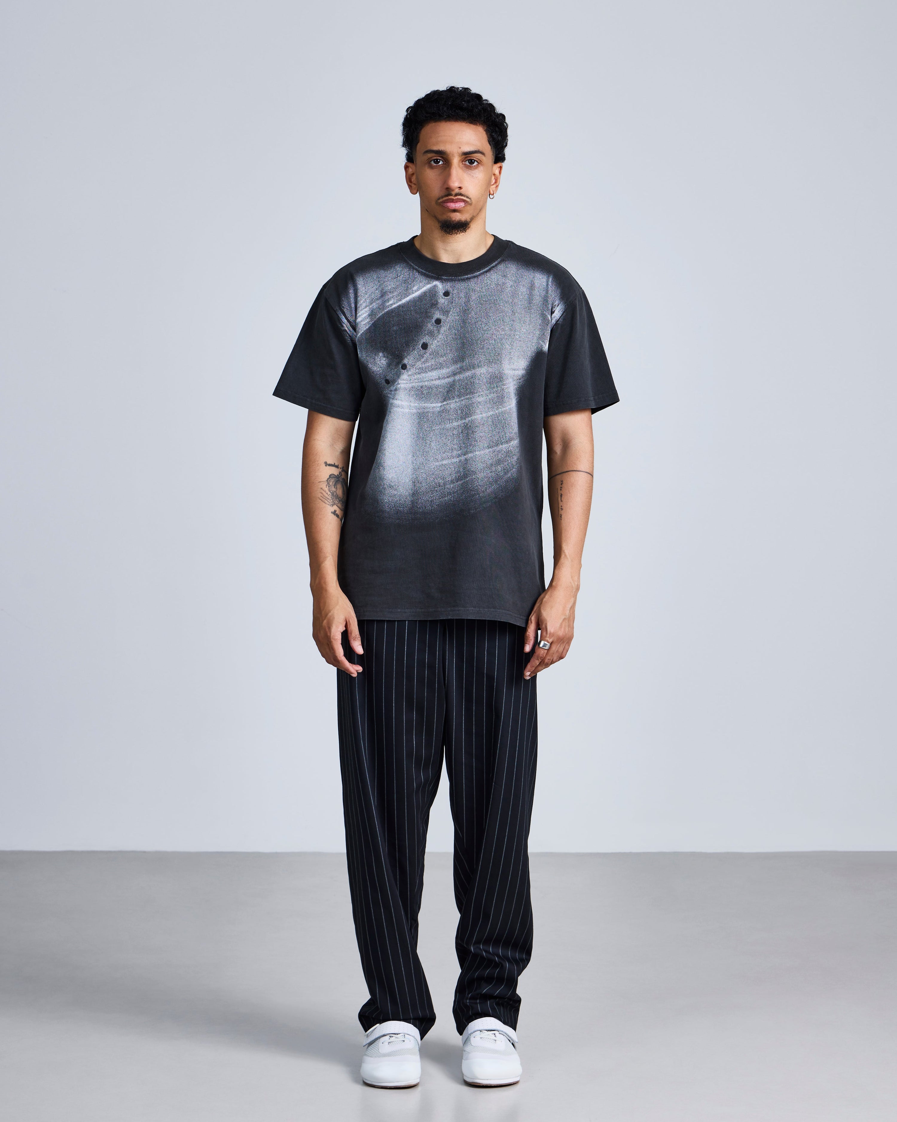 Asymmetric henley' print t-shirt