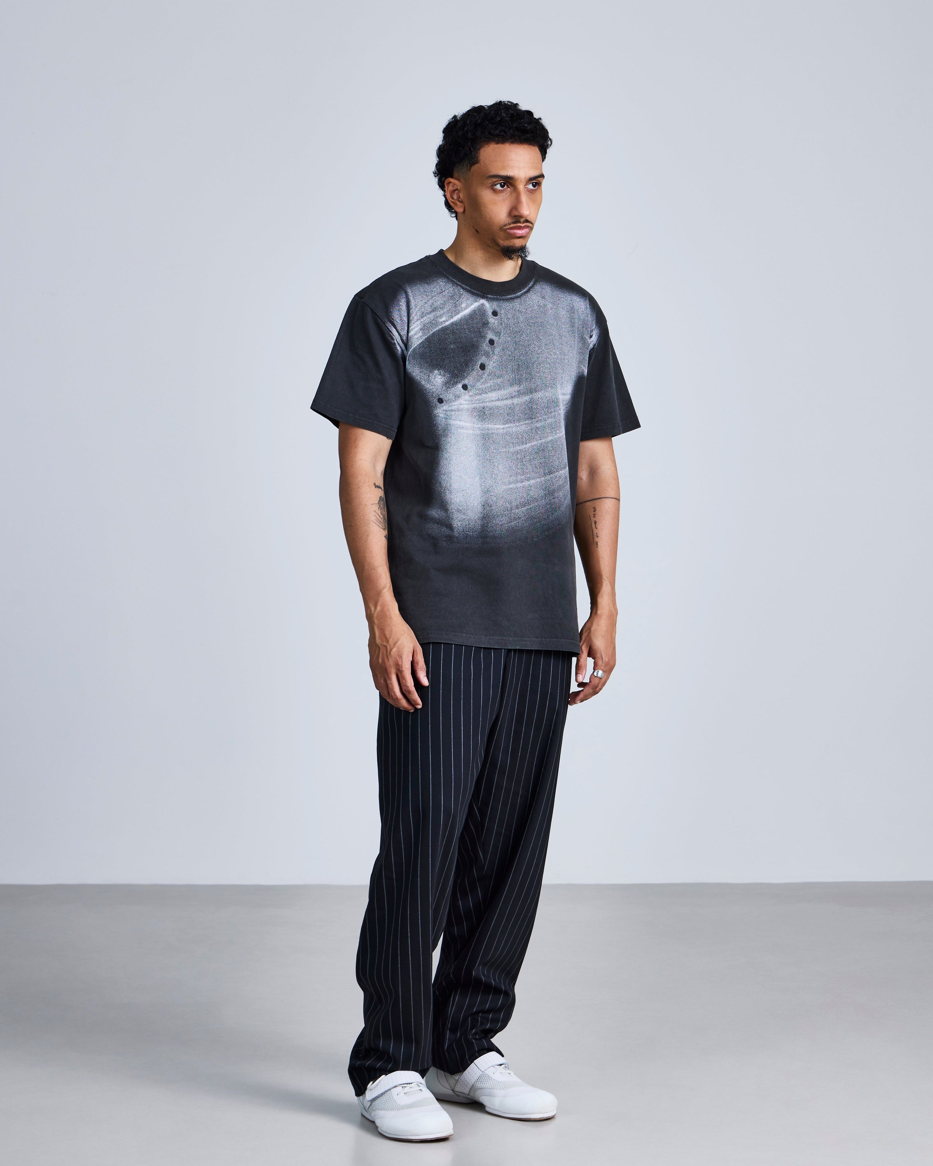 Asymmetric henley' print t-shirt
