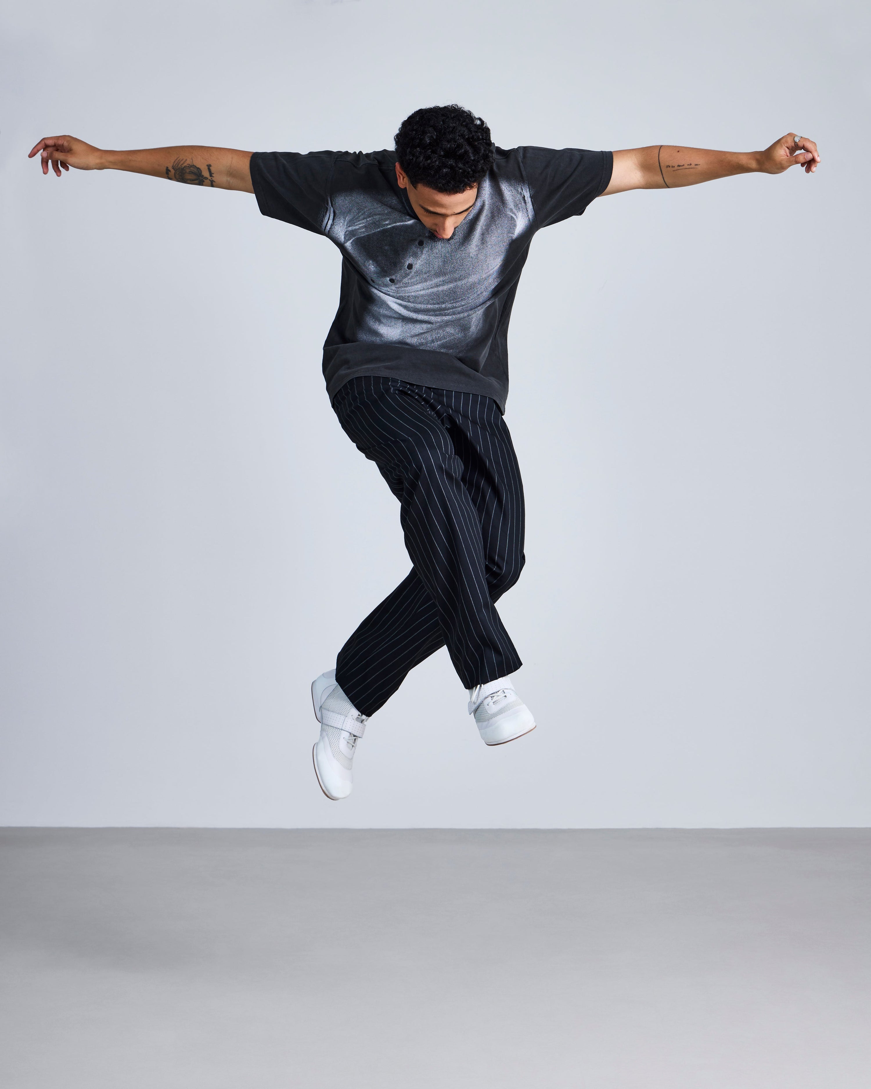 Asymmetric henley' print t-shirt
